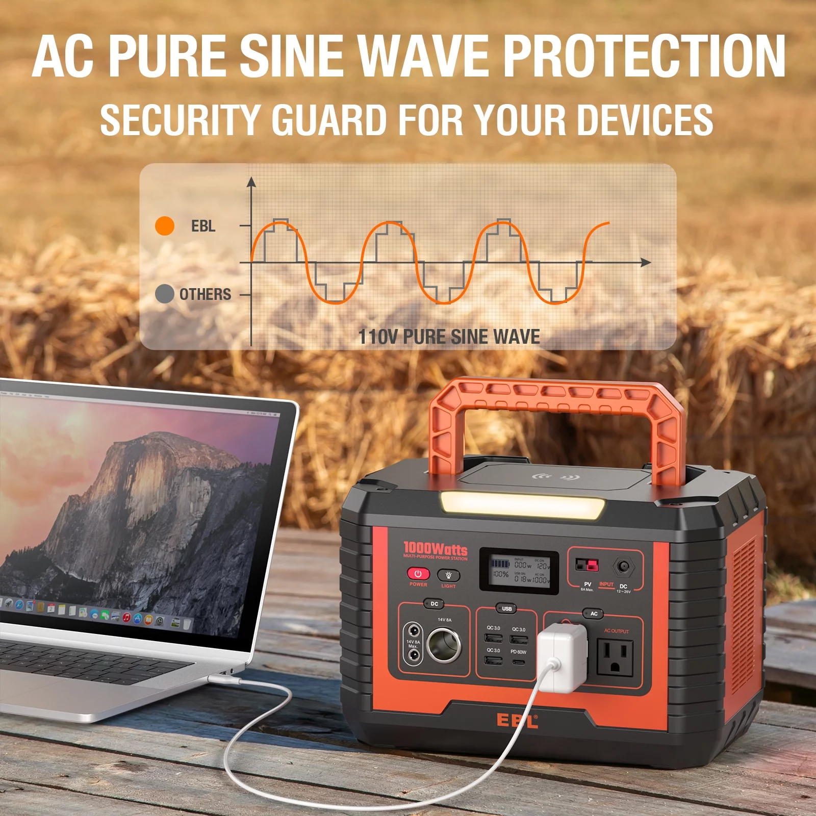 1000W Portable Solar Power Station Generator Emergency Backup Power Bank Camping - Inhomebuy