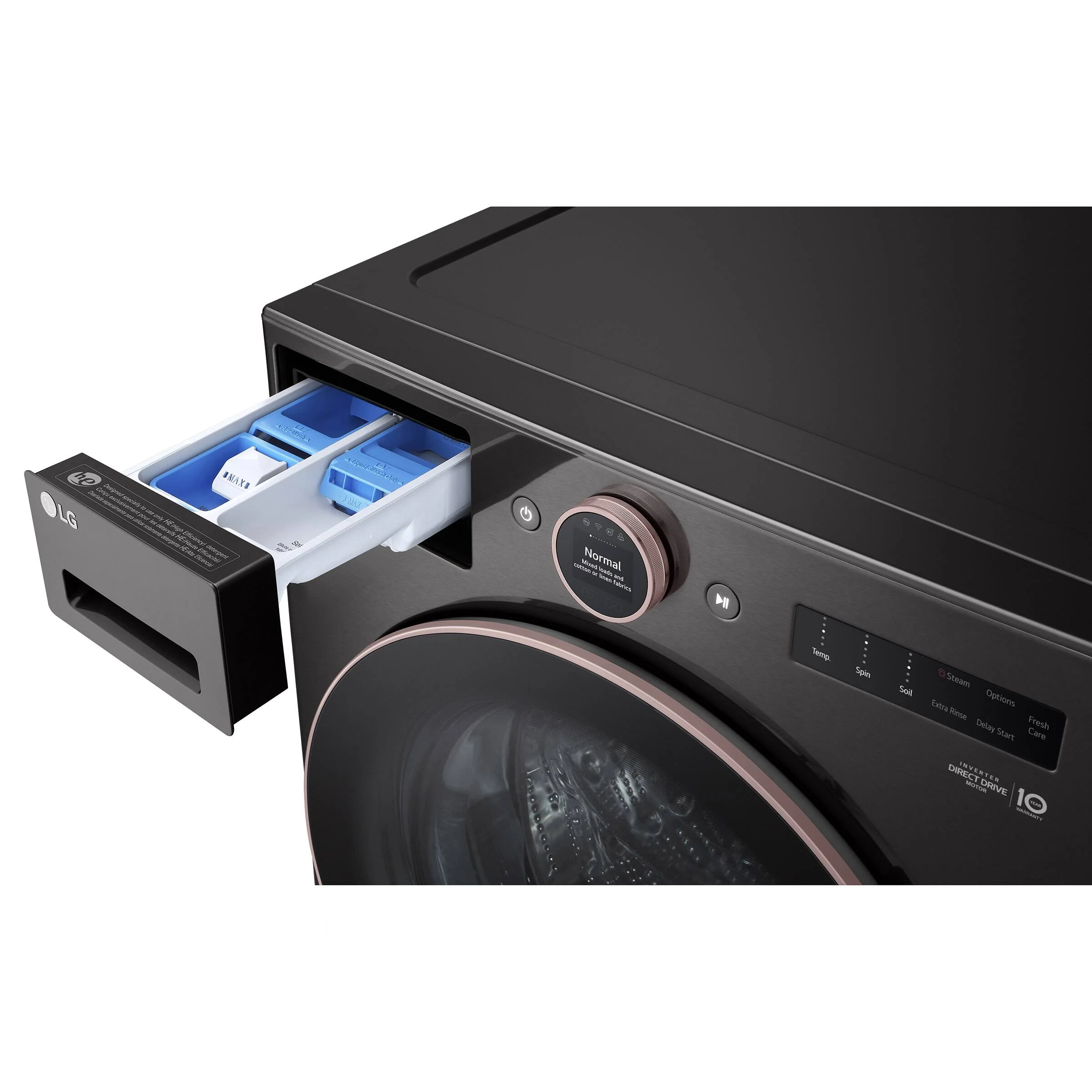 LG 5.8 CU FT. BLACK STEEL FRONT LOAD WASHER WITH TURBOWASH TECHNOLOGY - WM6500HBA - Inhomebuy