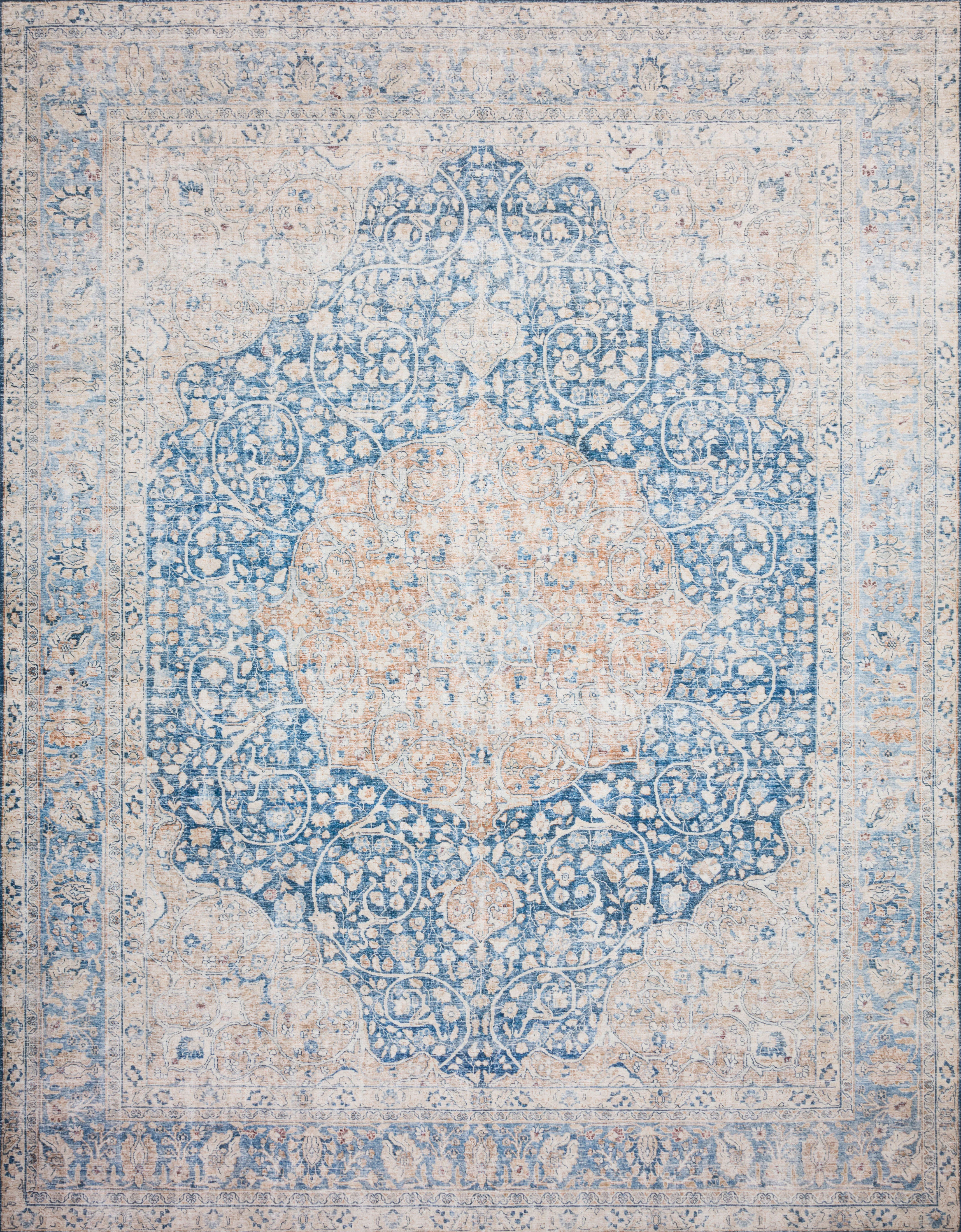 Loloi II Layla Collection Rug in Blue, Tangerine - 2'6