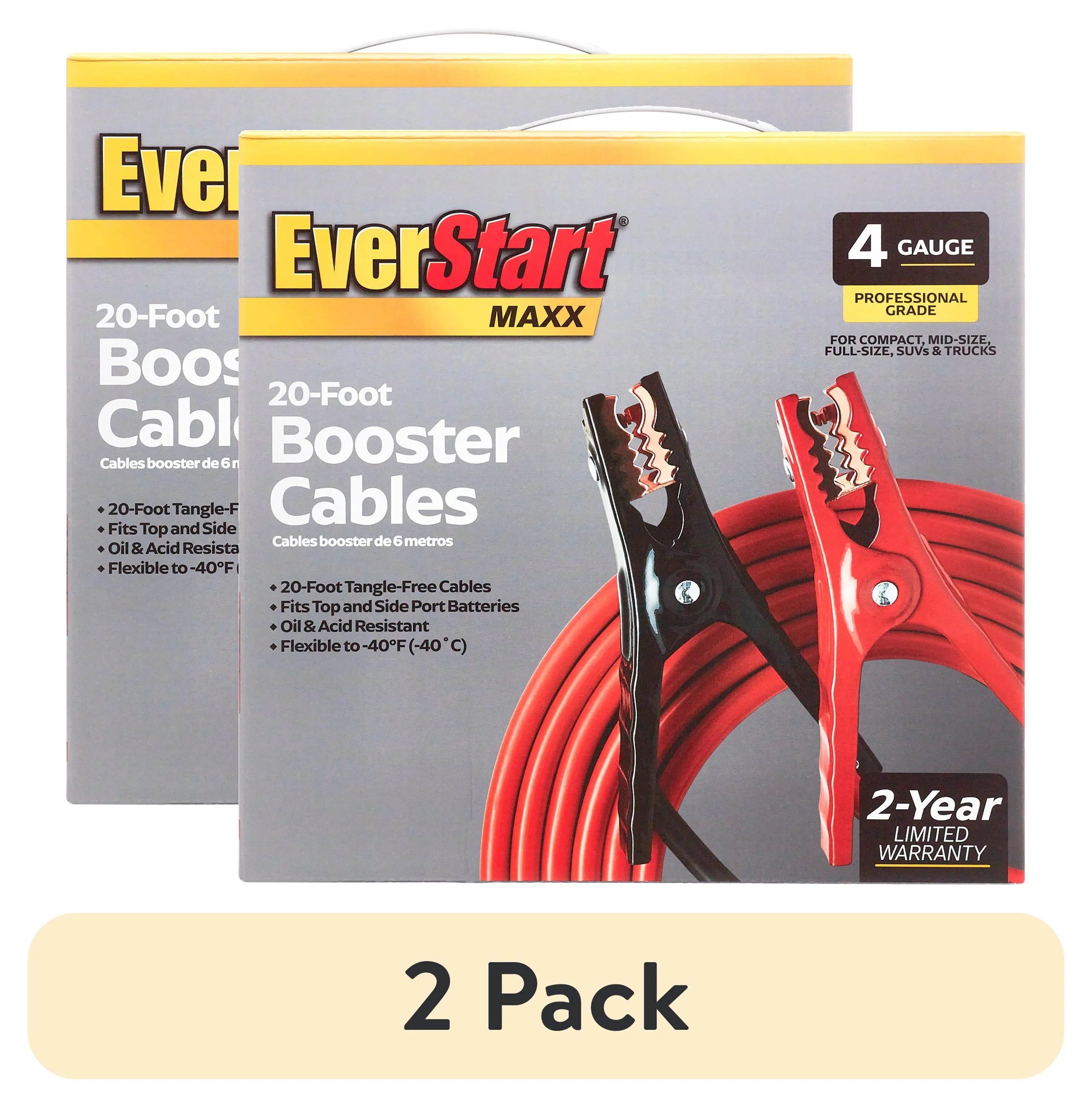 EverStart Maxx 4-Gauge Professional Grade 20-Foot Booster Cables - Inhomebuy