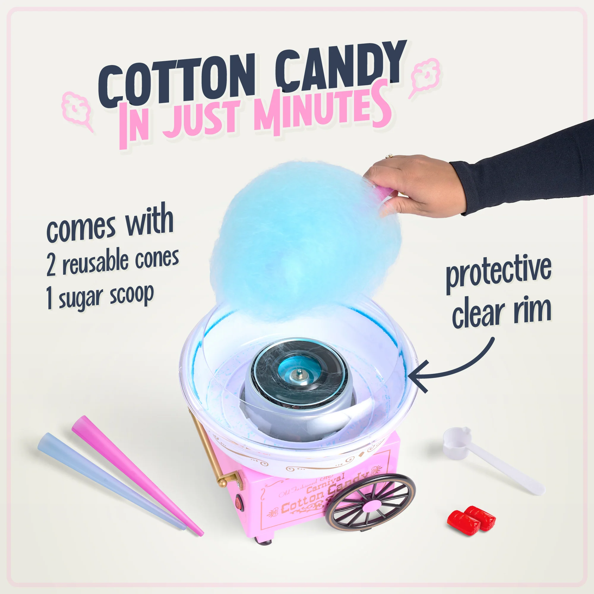 Vintage Hard & Sugar-Free Candy Original Cotton Candy Maker - Inhomebuy