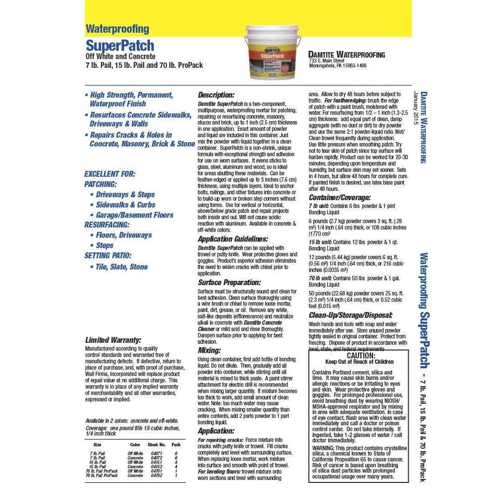 Damtite 7 Lb. Nonshrinking Concrete Patch - Inhomebuy