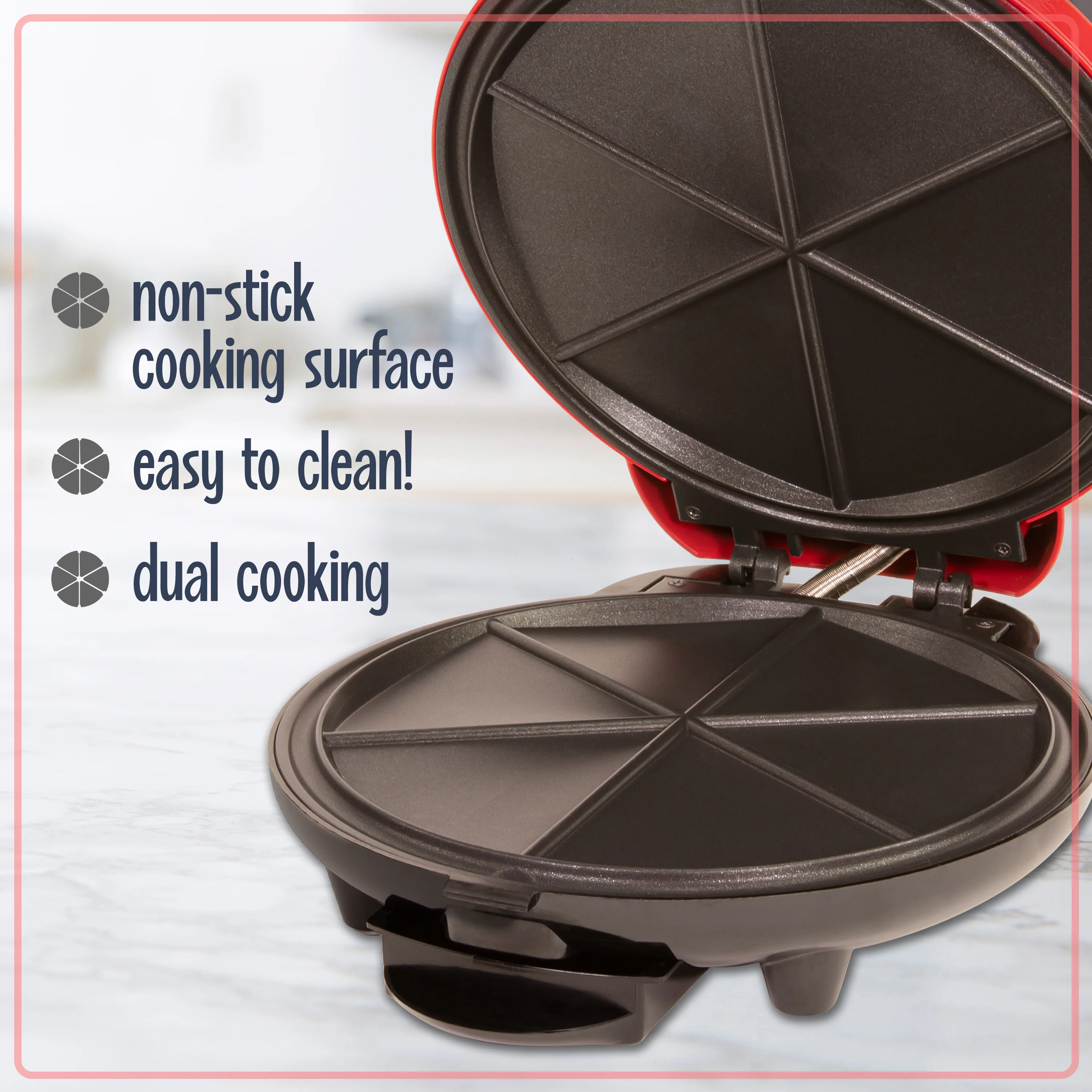 6-Wedge Electric Quesadilla Maker with Extra Stuffing Latch - Inhomebuy