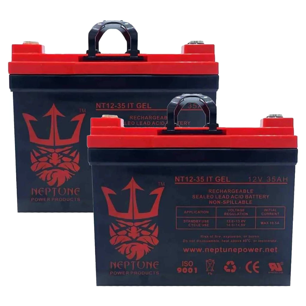 Neptune 12V 35AH GEL Deep Cycle Battery for Scooter Pride Mobility Jazzy Select Electric Wheelchair - 2 Pack - Inhomebuy