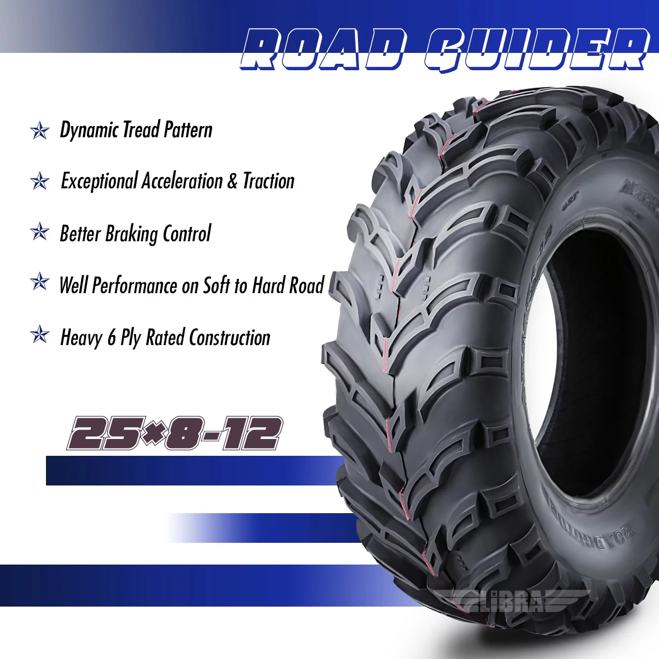 Roadguider ATV/UTV Tires 25x8-12 25X8X12 6PR 10272, Set 2 - Inhomebuy