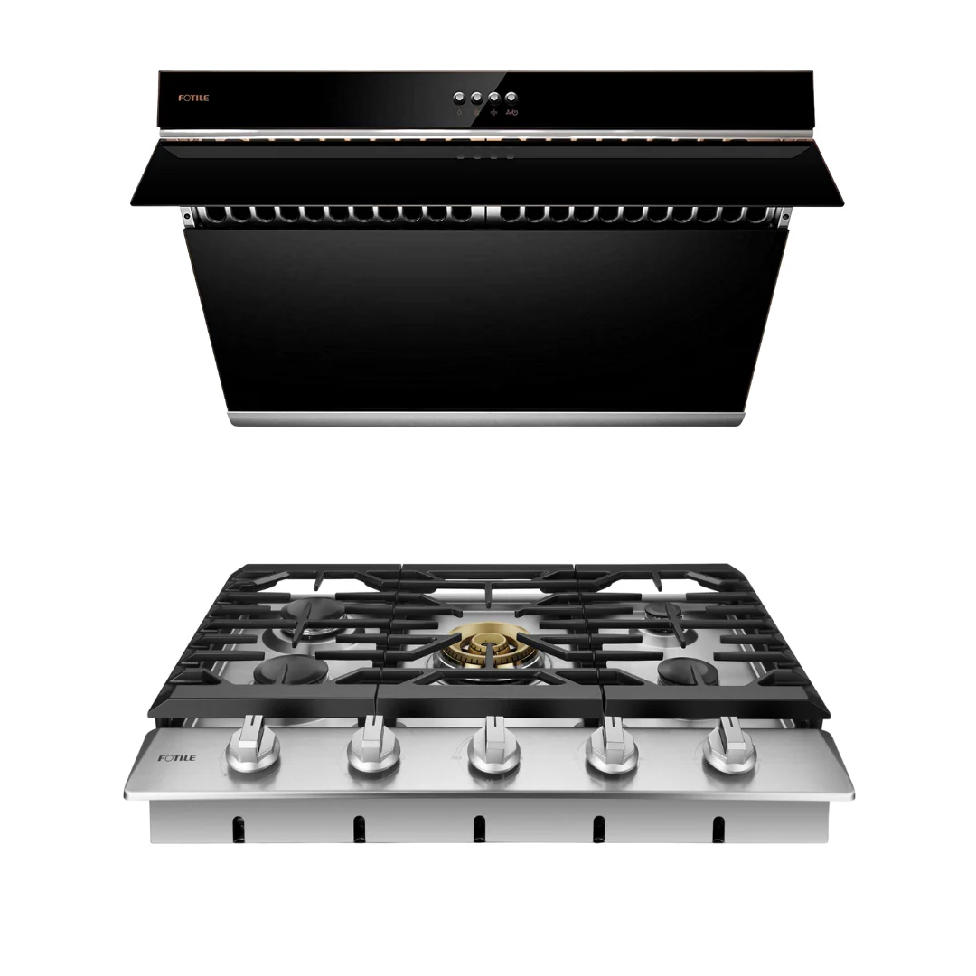 Fotile Package 30 Inch Cooktop and 30 Inch 850 CFM Range Hood in Black with Push Buttons, AP-GLS30501-4 - Inhomebuy