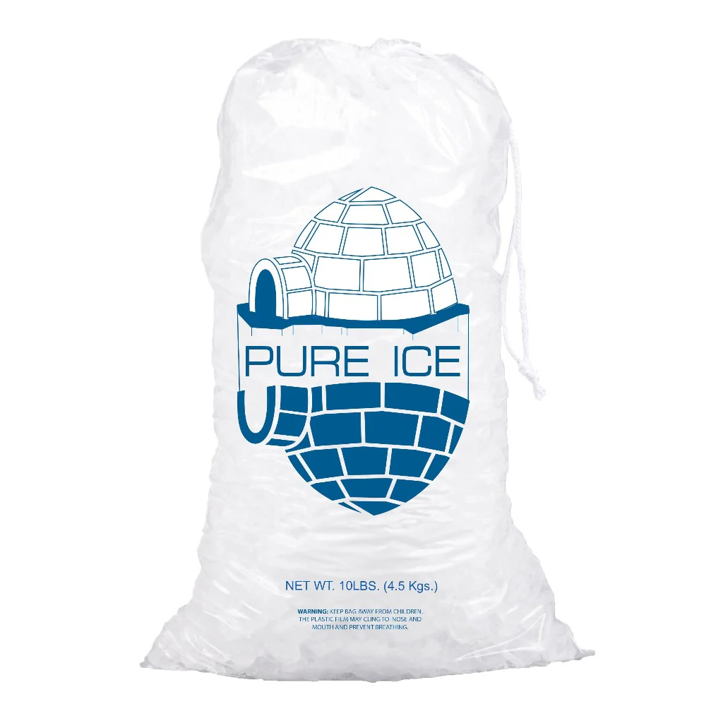 10-Pound Plastic Ice Bags with Drawstring, 21 x 12 Inches, (Pack Of 100), Clear - Inhomebuy