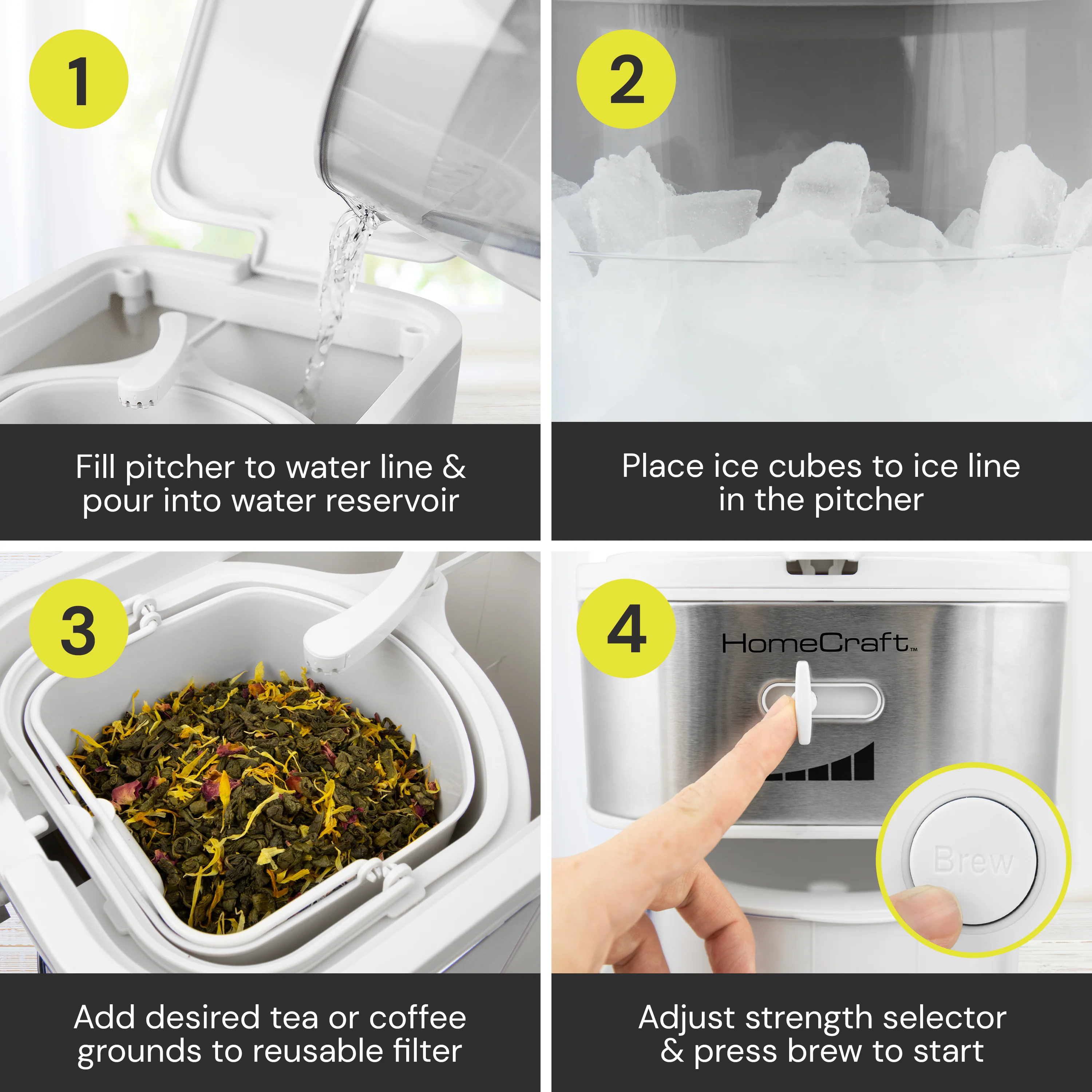 HomeCraft 3-Quart White Café' Ice Tea and Iced Coffee Brewing System - Inhomebuy