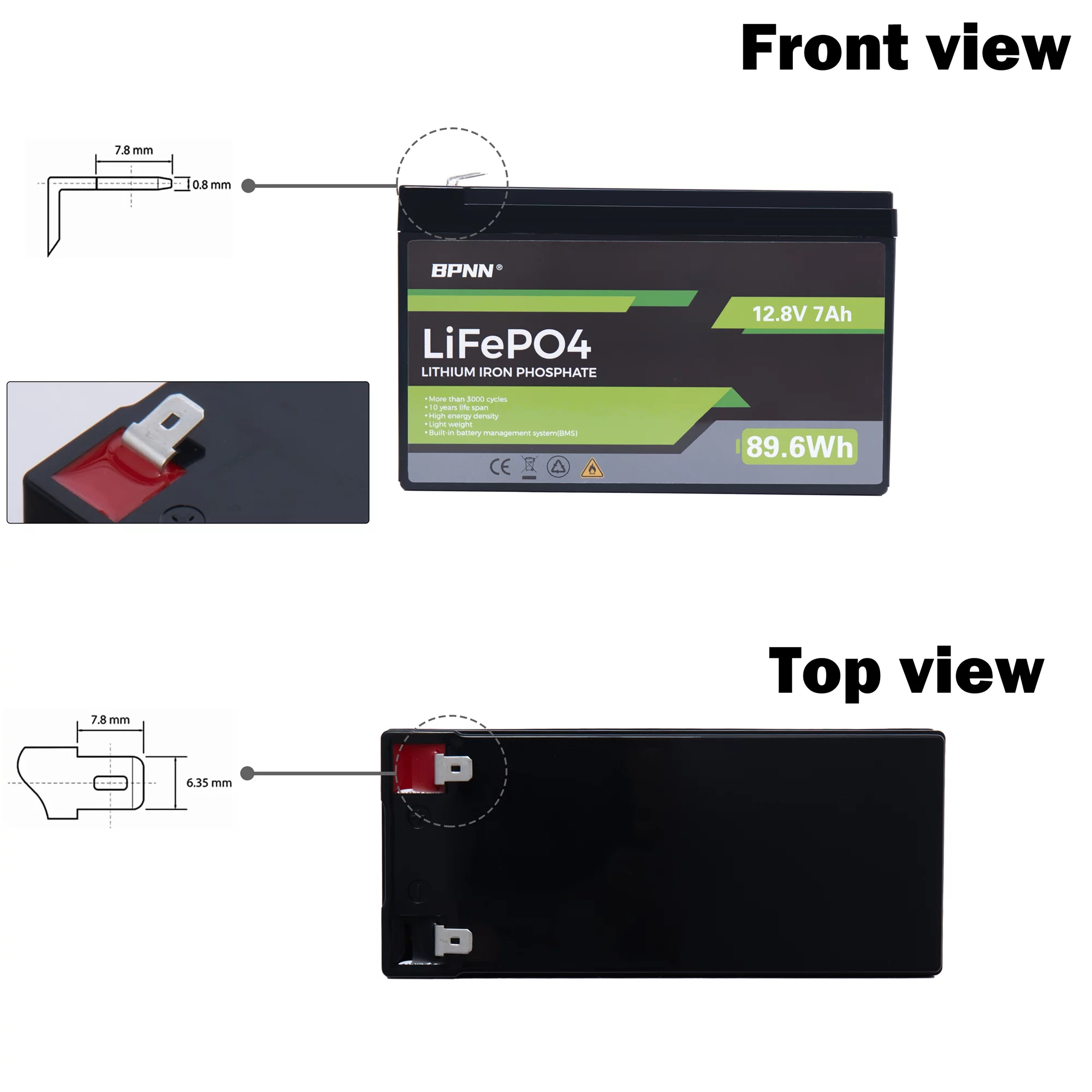 BPNN 12V 100Ah LiFePO4 Battery Long Cycles 12V Lithium Battery for RV Home Backup - Inhomebuy