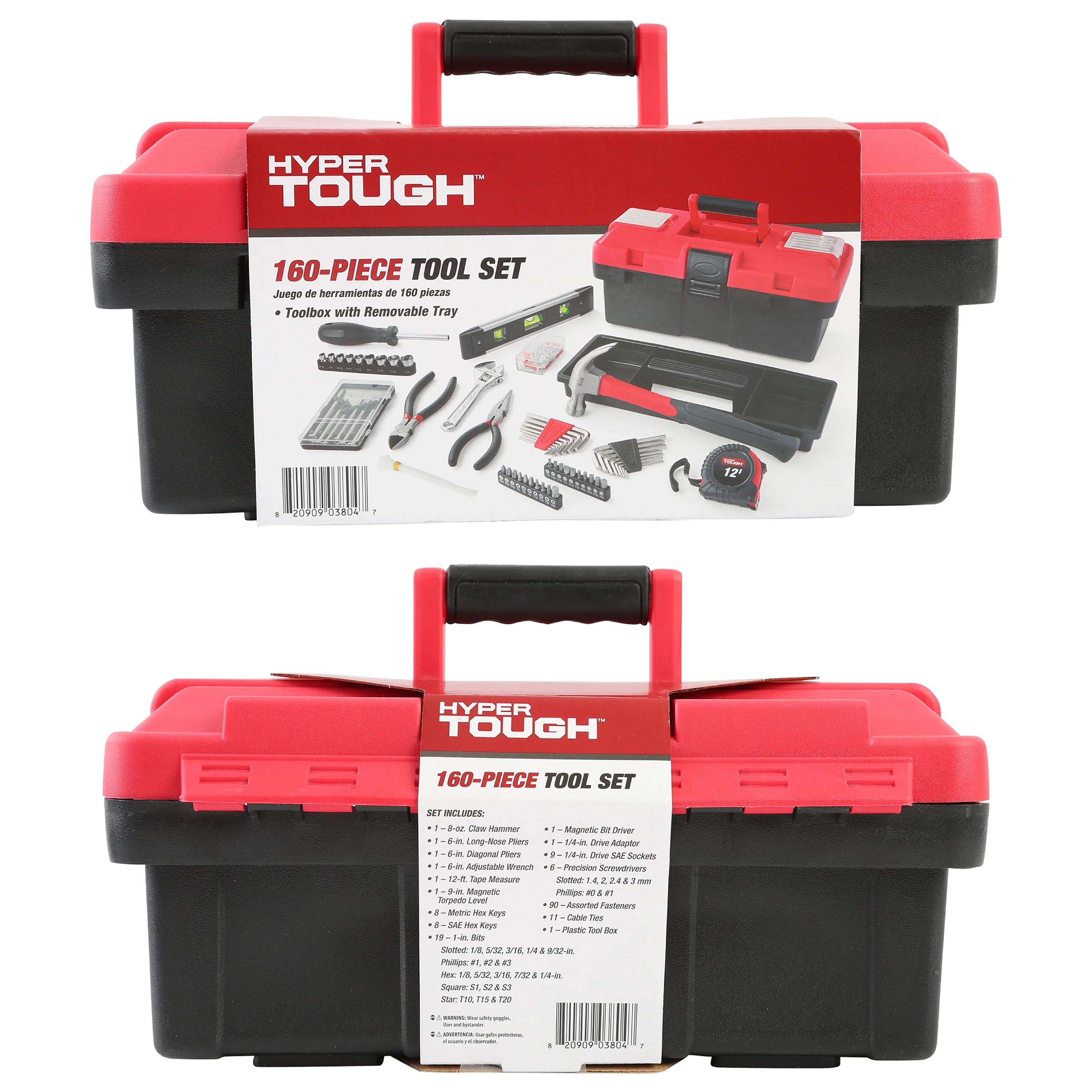 Hyper Tough 160-Piece Toolbox Set for Home and Auto Repairs - Inhomebuy