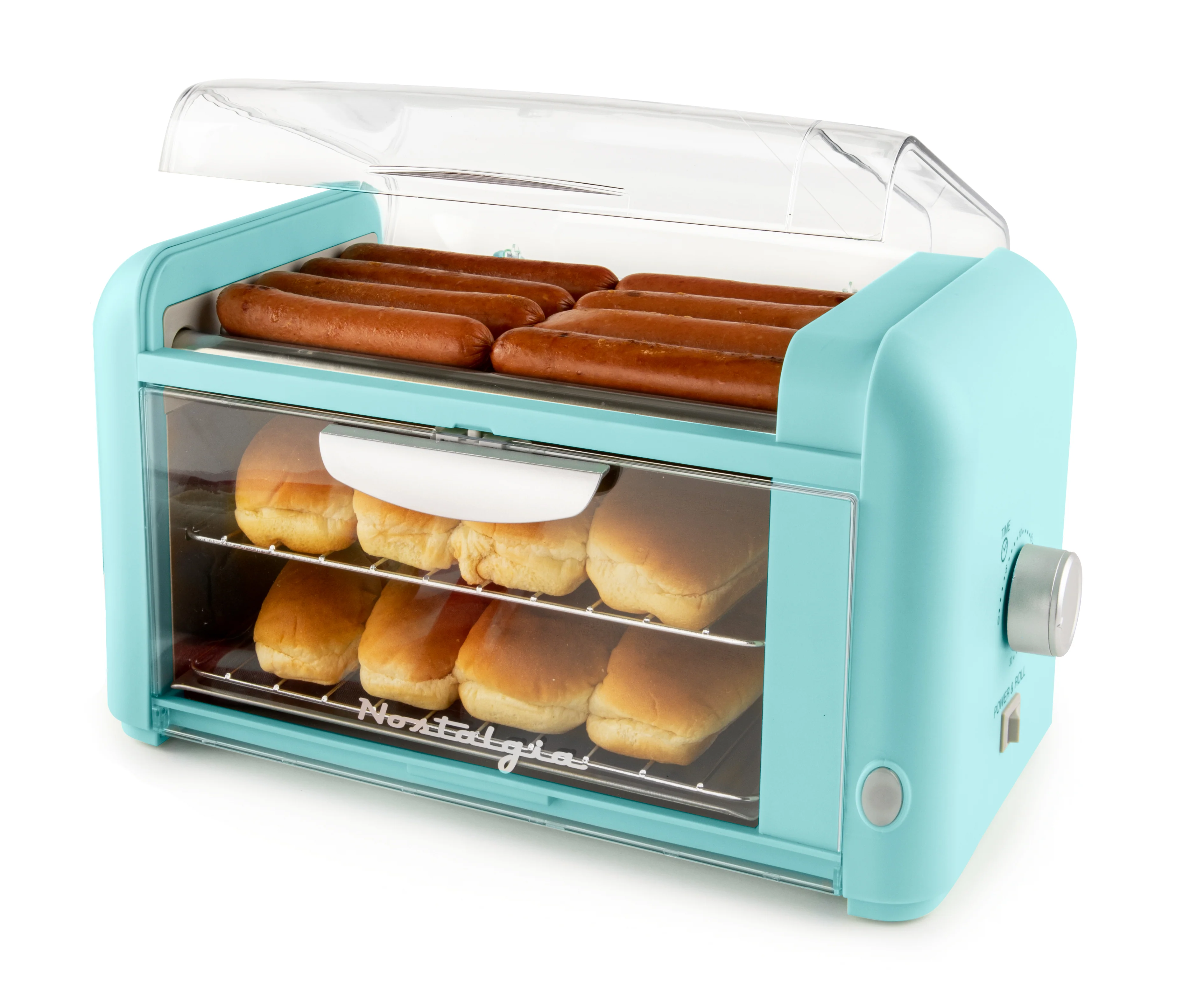 Hot Dog Roller & Bun Warmer, Aqua - Inhomebuy