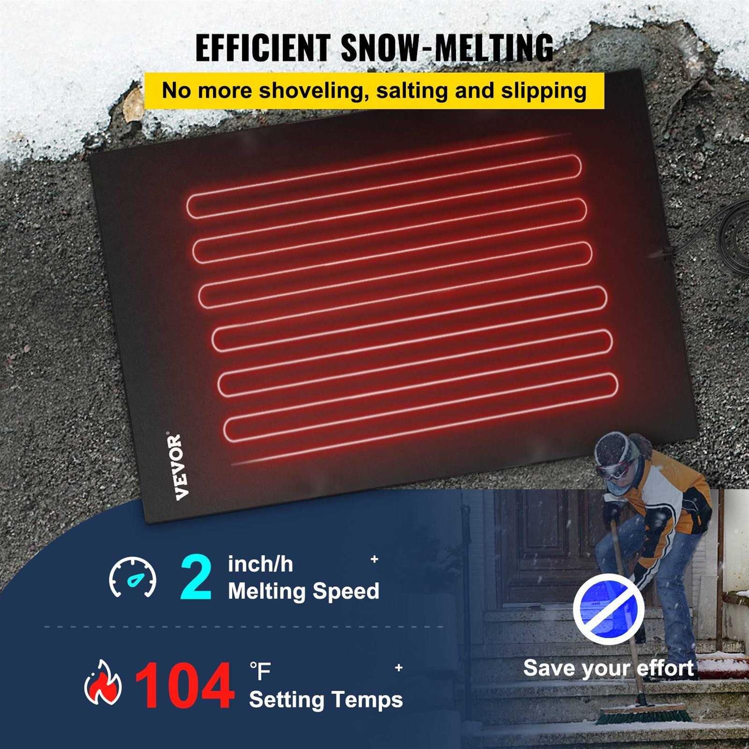 VEVOR Snow Melting Mat Heated Walkway Mat Pvc Heated Snow and Ice Melting Mat - Inhomebuy