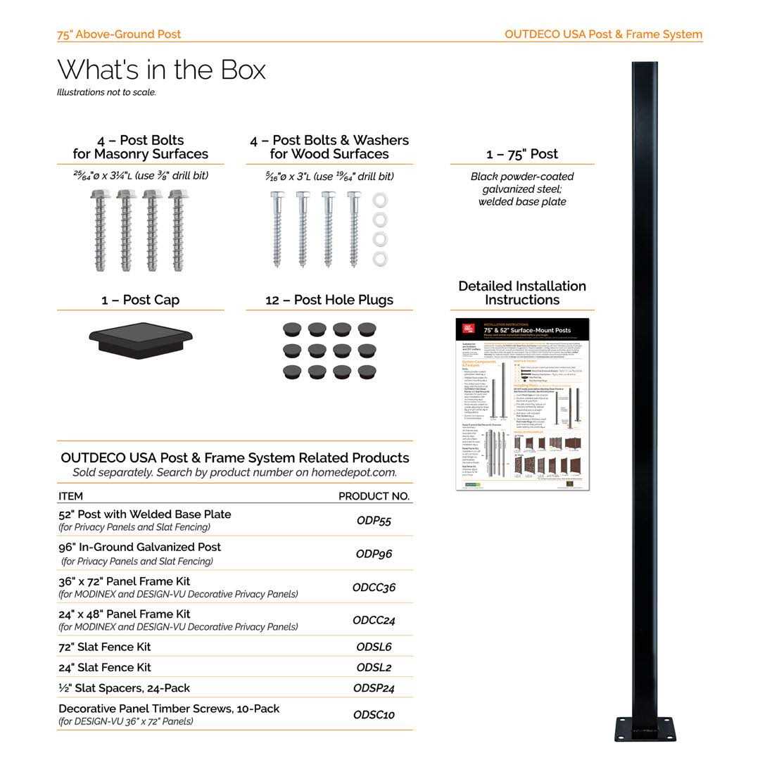 OUTDECO 1/2 in. x 1 in. Black Polymer Slat Fence Spacers - Inhomebuy