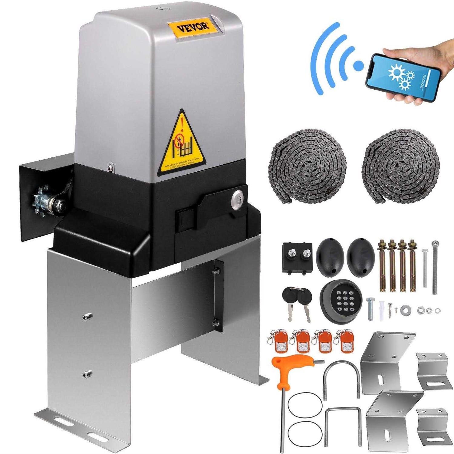 Vevor Sliding Gate Opener 3300 Lbs Automatic Sliding Gate Gate Opener Motor with 2 Remote Controls - Inhomebuy