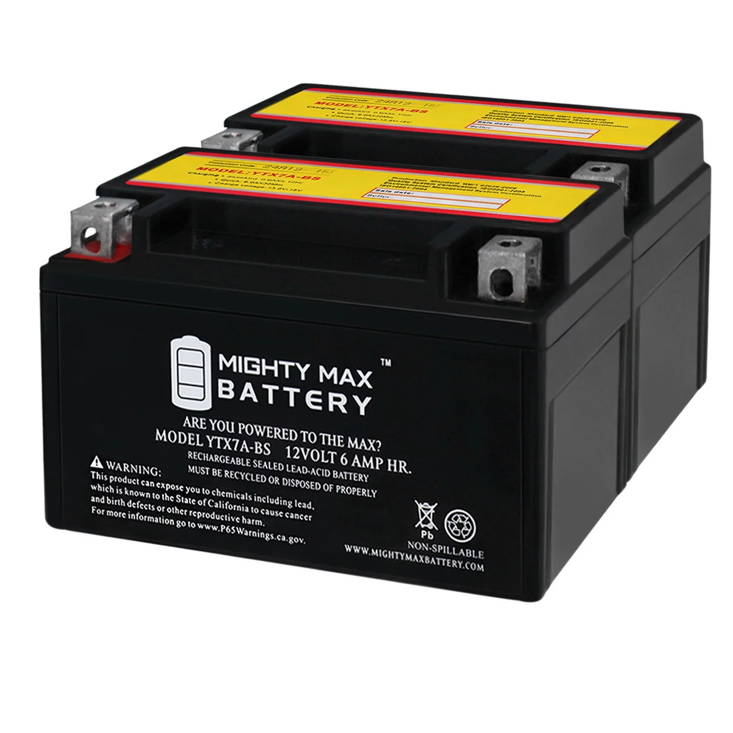 YTX7A-BS Battery for Motorcycle Powersports Scooter - Inhomebuy