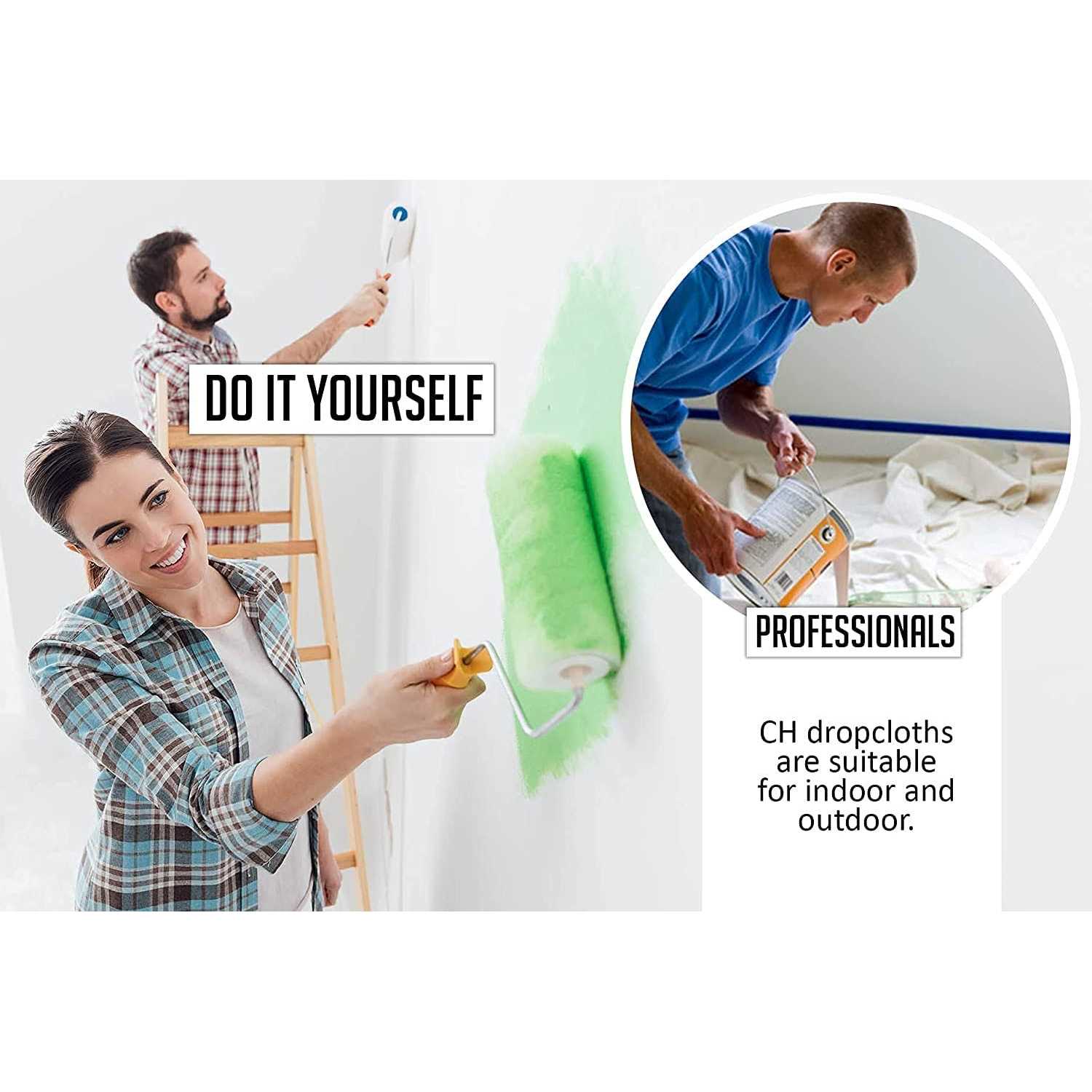 Zuperia Canvas Drop Cloth of 2 Pure Cotton Painters Drop Cloth - Inhomebuy