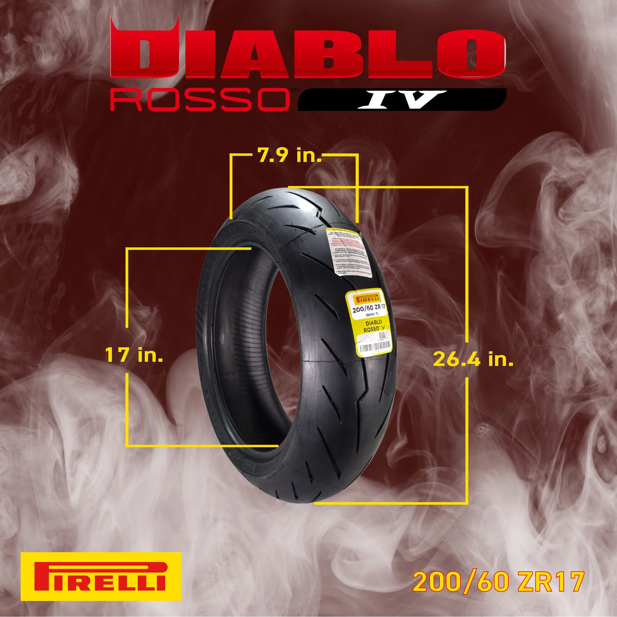 Pirelli Diablo Rosso IV Street Sport 120/70ZR17 58W TL Front Motorcycle Tire 120/70-17 Rosso 4 - Inhomebuy