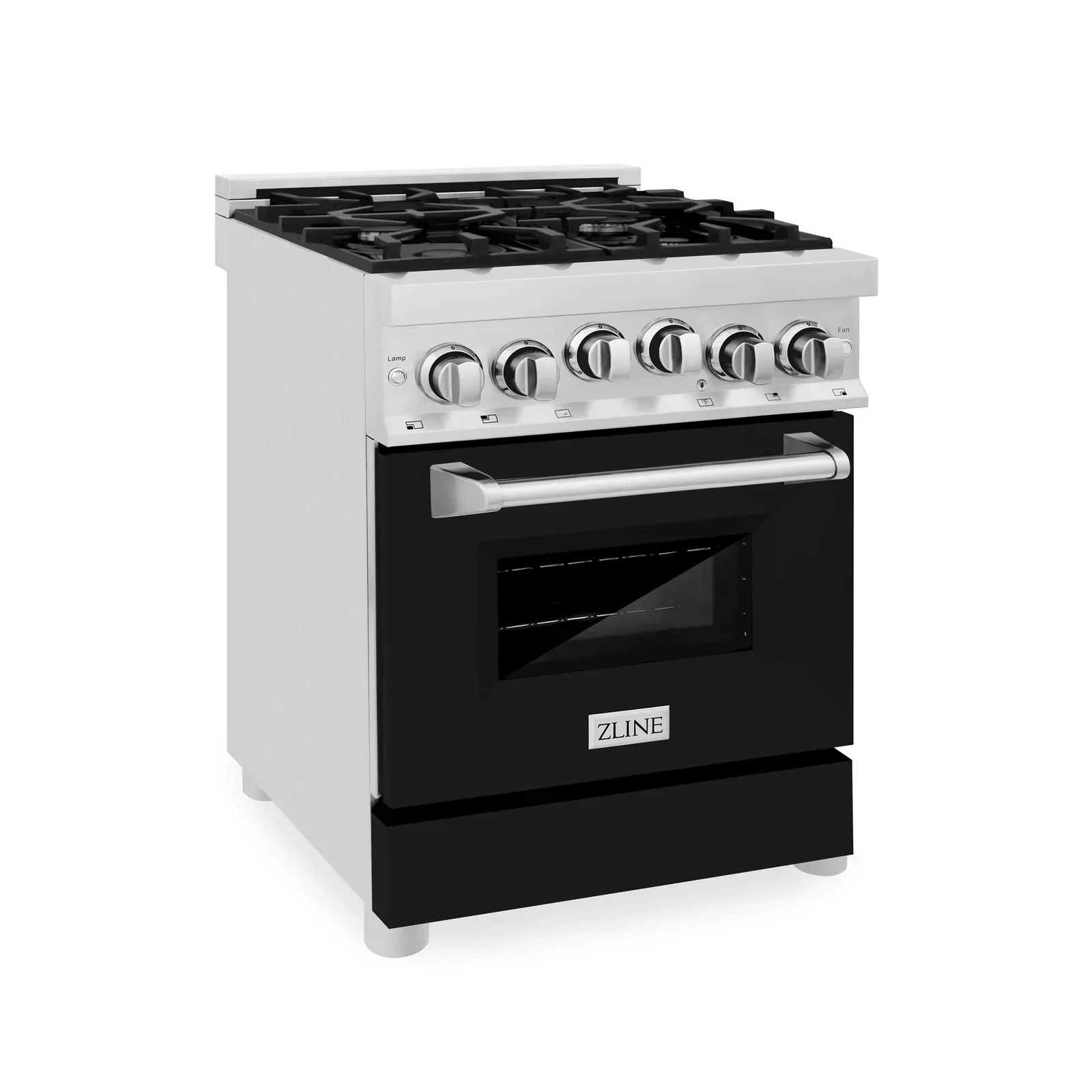 ZLINE 24 In. Professional Gas Range In Stainless Steel With Black Matte Door, RG-BLM-24 - Inhomebuy