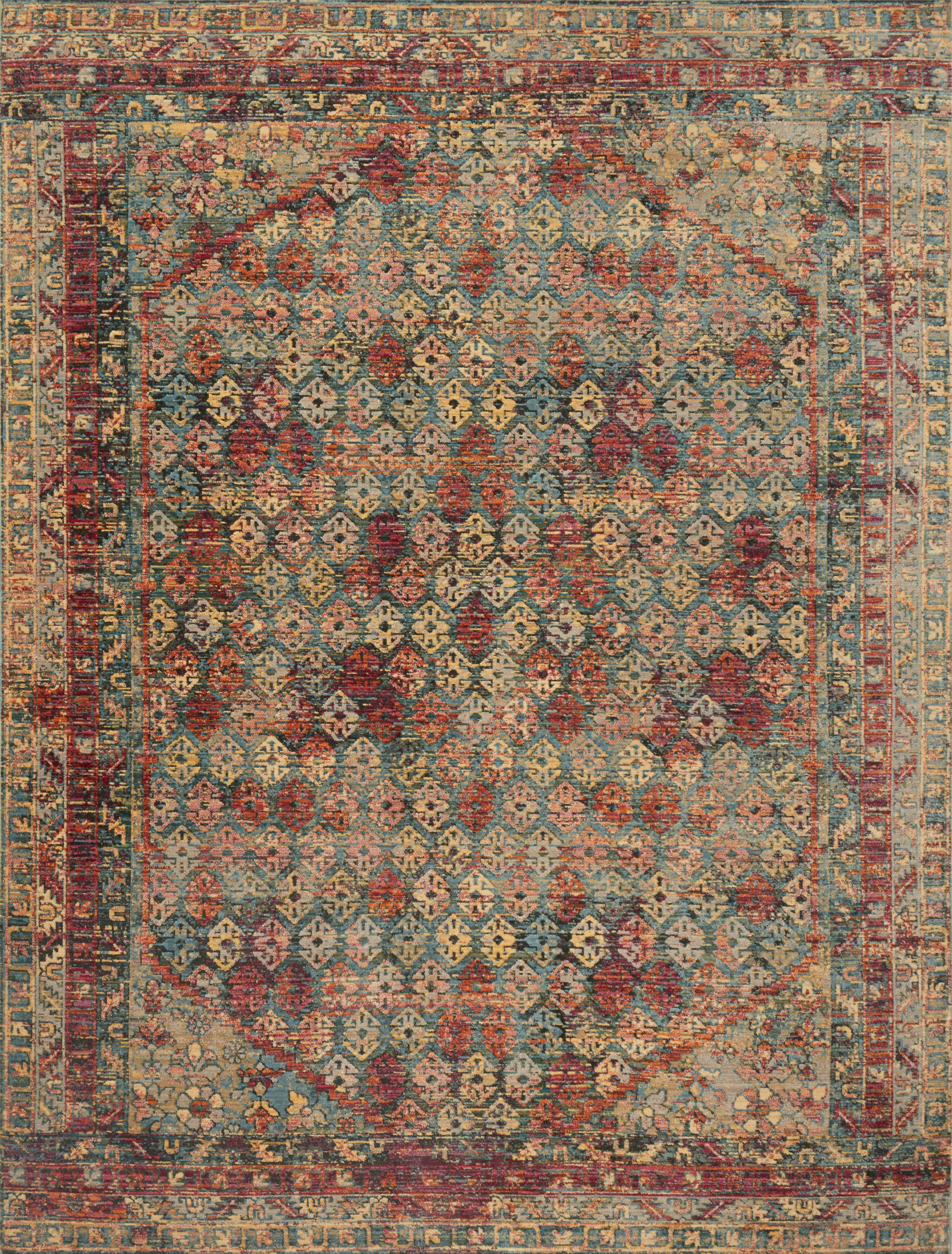 Loloi Rugs Javari Collection Rug in Slate, Berry - 6'7