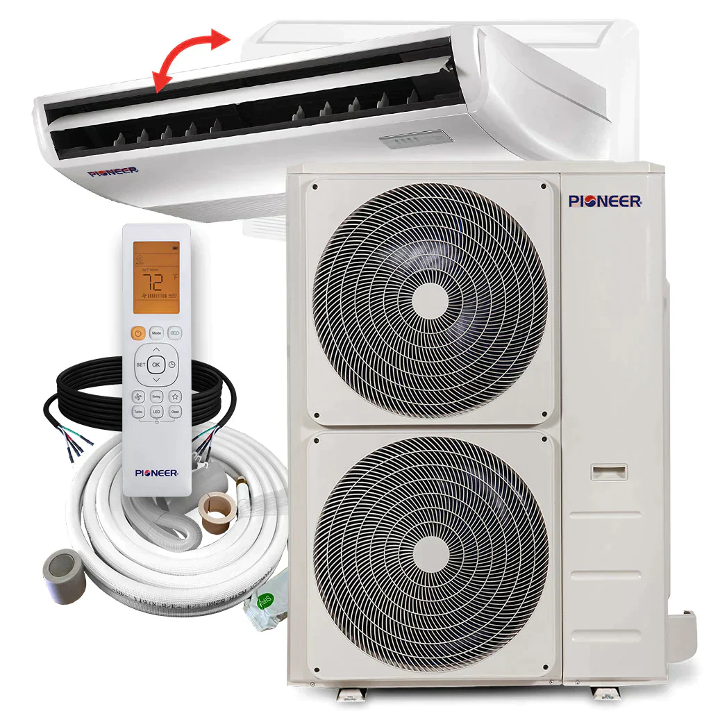 Pioneer® 48,000 BTU 18 SEER Floor/Ceiling Mini-Split Air Conditioner Heat Pump System with 33 ft. Line Sets, UYB048GMFILCBD-33 - Inhomebuy