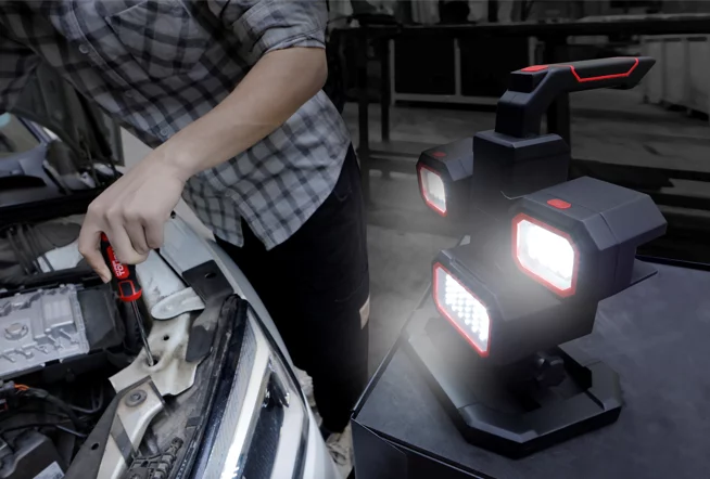 Hyper Tough 2000-Lumen LED Rechargeable Work Light & Detachable Spotlight - Inhomebuy