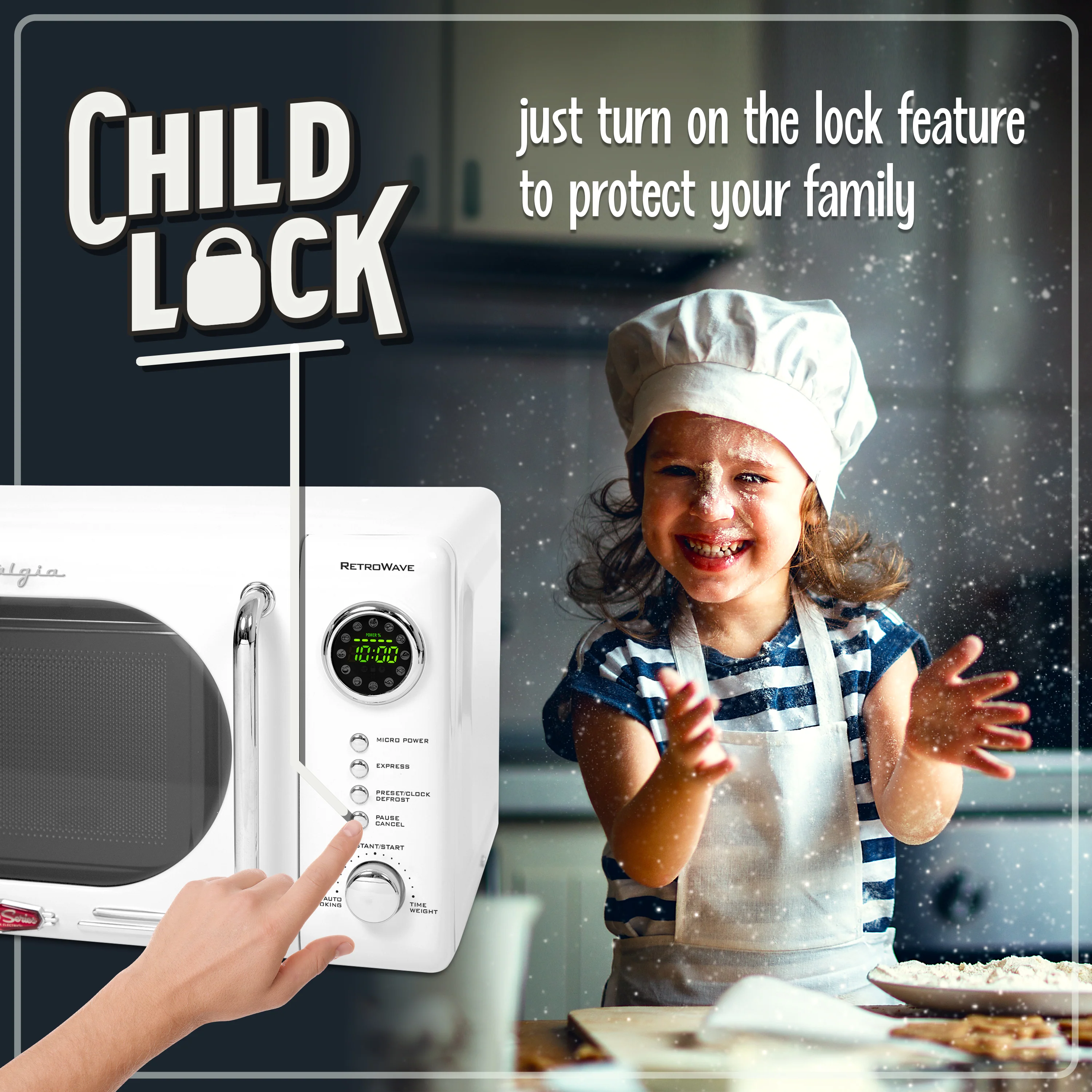 Retro 0.7 Cubic Foot 700-Watt Countertop Microwave Oven - White - Inhomebuy