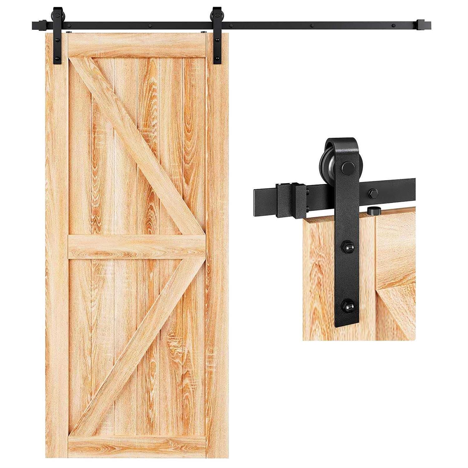 EaseLife Heavy Duty Sliding Barn Door Hardware Track Kit,Straight Pulley,Slide Smoothly Quietly,Easy Install - Inhomebuy