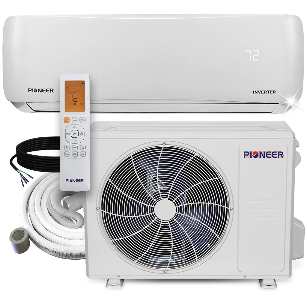 Pioneer® 18,000 BTU 19 SEER 230V Ductless Mini-Split Inverter + Air Conditioner Heat Pump System with 50 ft. Line Sets, WYS018GMFI20RL-50 - Inhomebuy