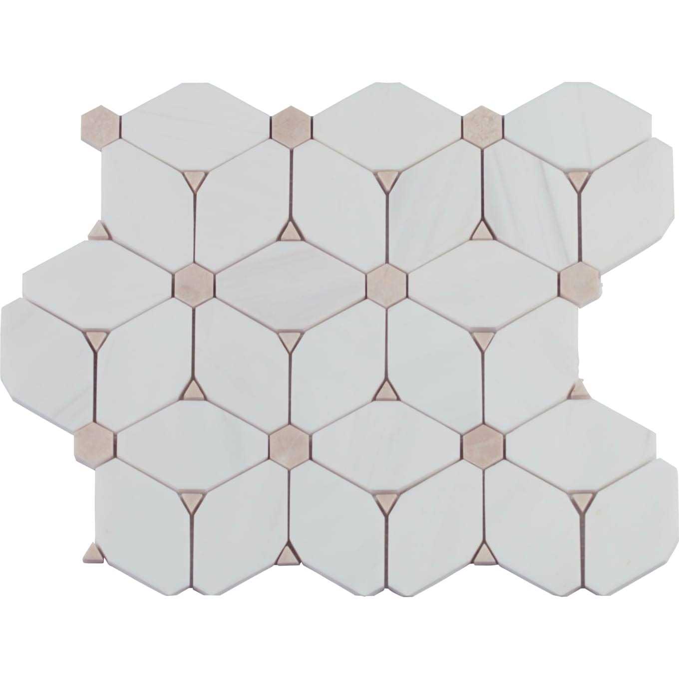 MSI Carrara White Hexagon 11.75 in. x 12 in. x 8mm Honed Marble Mesh-Mounted Mosaic Tile - Inhomebuy