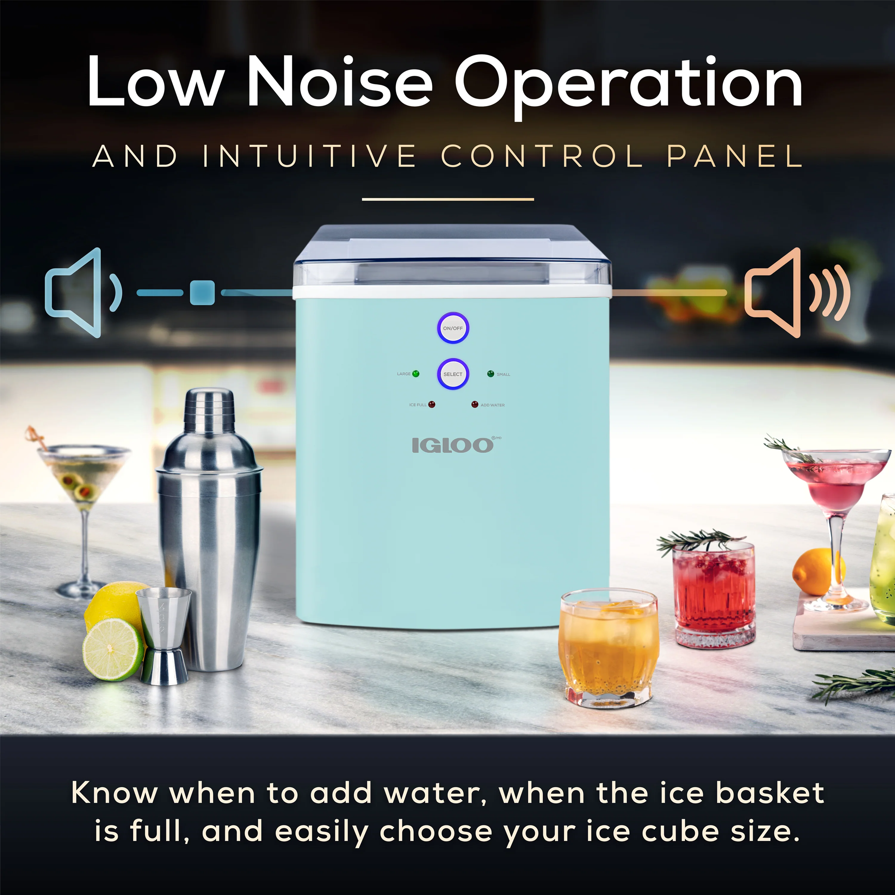 Igloo 33-Pound Automatic Portable Countertop Ice Maker Machine, Aqua - Inhomebuy