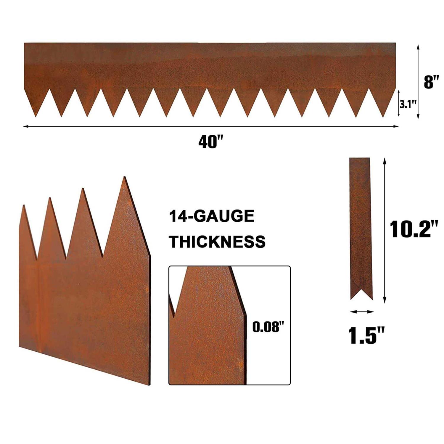 Worth Garden 40 in. x 14-Gauge Cor-Ten Steel Landscape Edging - Inhomebuy