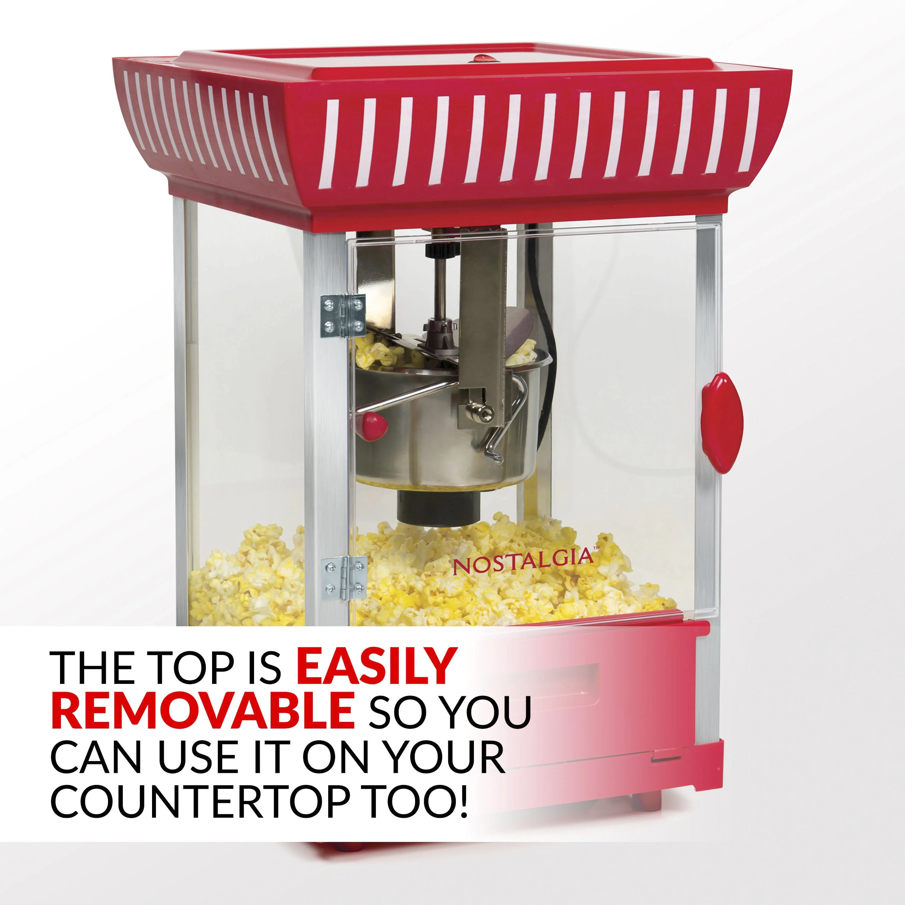 48-Inch 2.5-Oz. Popcorn Cart, Red/White - Inhomebuy