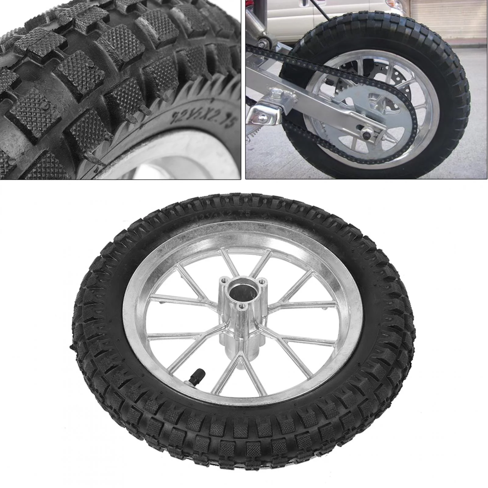 Fugacal Motorcycle Tire,12.5 X 2.75in Motorcycle Front Rear Tire Wheel With Rim Fits For Coolster 49cc 2 Stroke Mini Dirt Bike - Inhomebuy