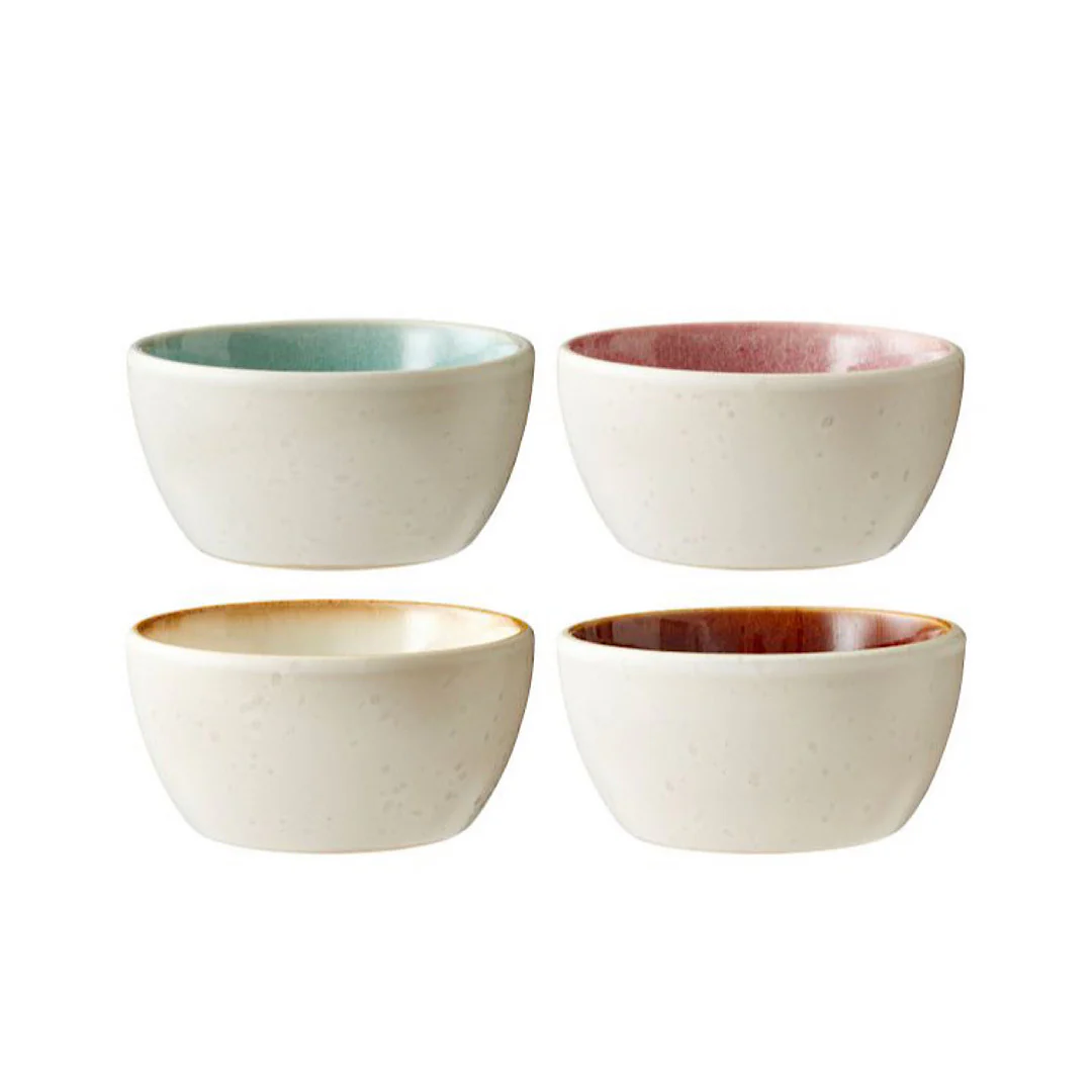 Stoneware Bowl 10 cm 4 Pcs Off-White, Multicolored - Inhomebuy
