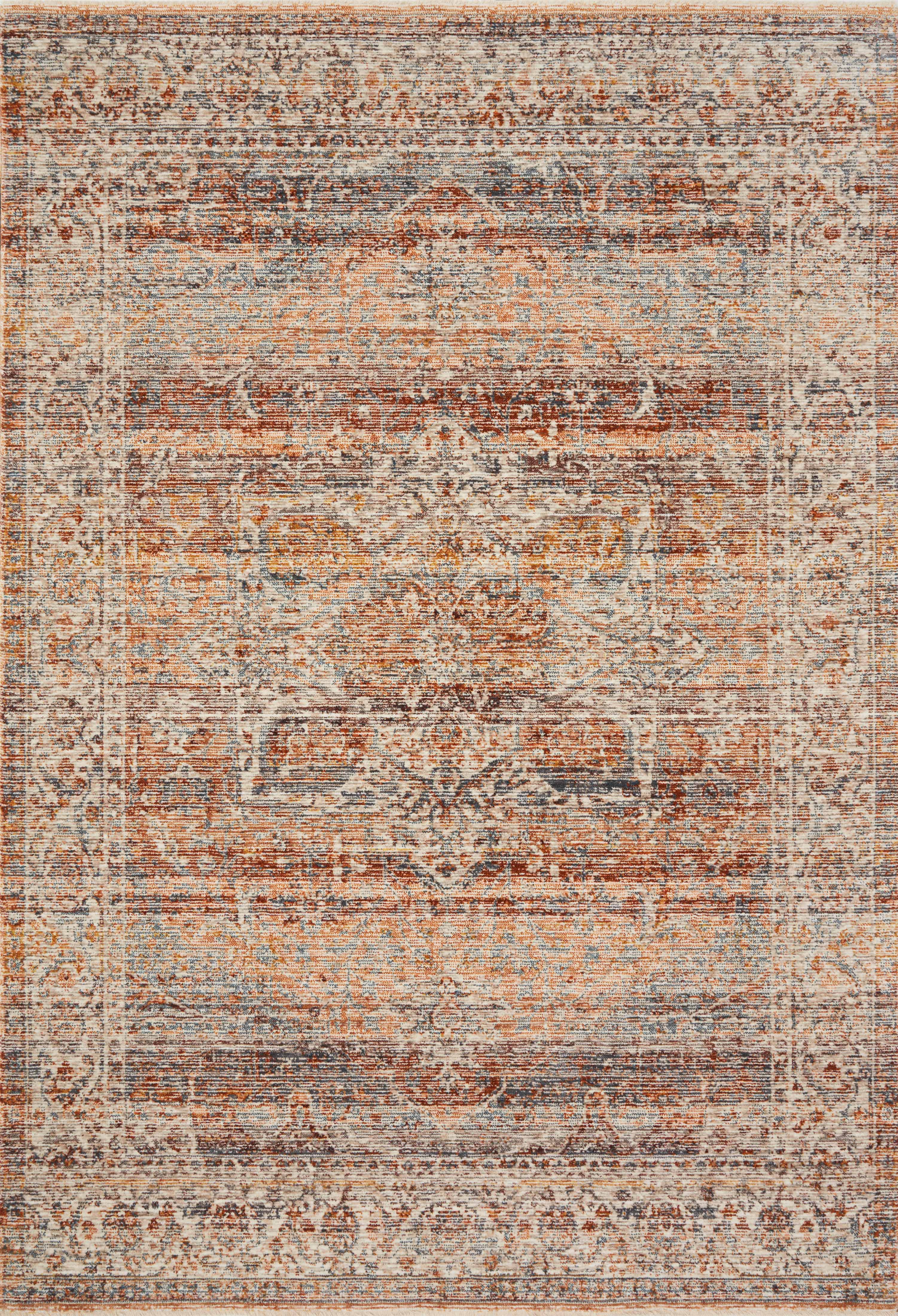 Loloi Rugs Lourdes Collection Rug in Tangerine, Ocean - 9'6