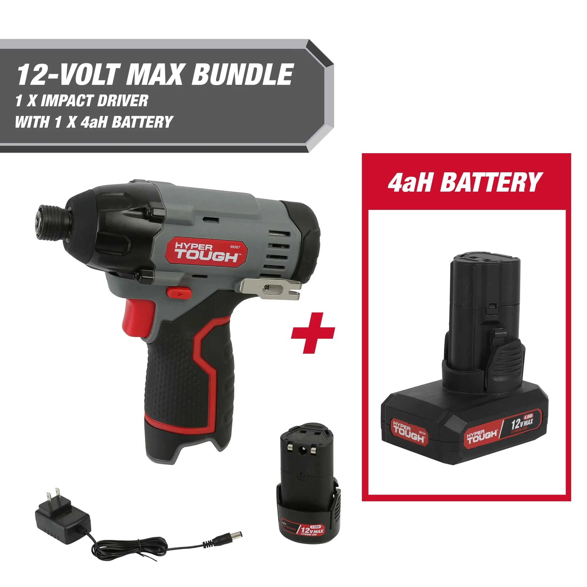 Hyper Tough 12-Volt Cordless Impact Driver Plus 4 Ah Battery - Inhomebuy