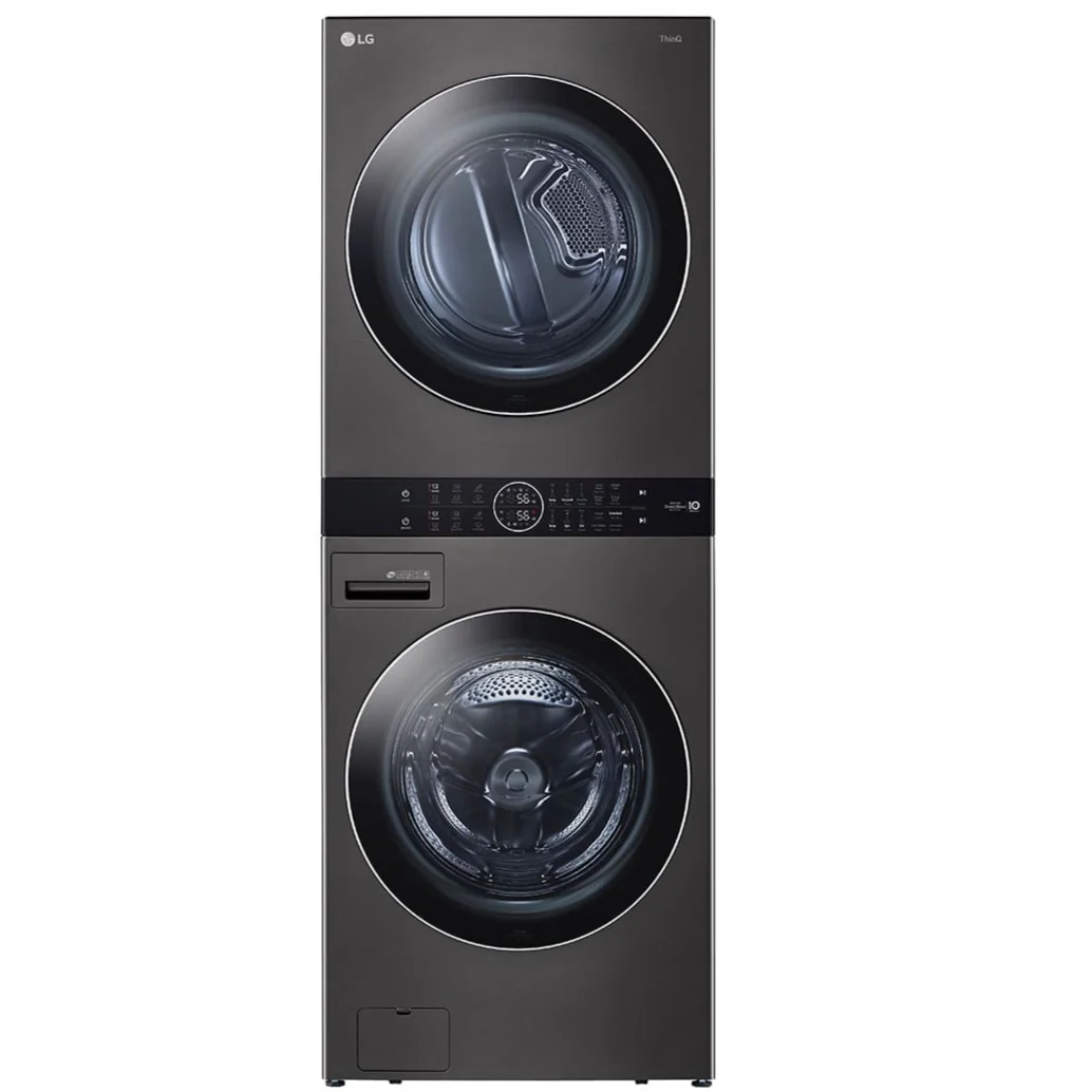 LG BLACK STEEL SINGLE UNIT FRONT LOAD WASHTOWER 5.2 CU. FT. WASHER, 7.4 CU. FT. ELECTRIC DRYER - WKE - Inhomebuy