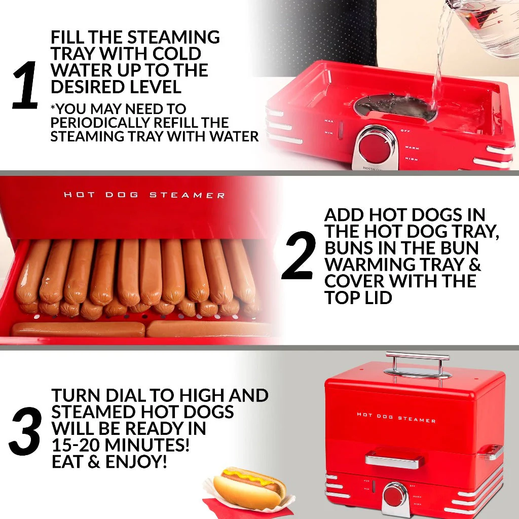 Large Diner Style Hot Dog Steamer - Inhomebuy