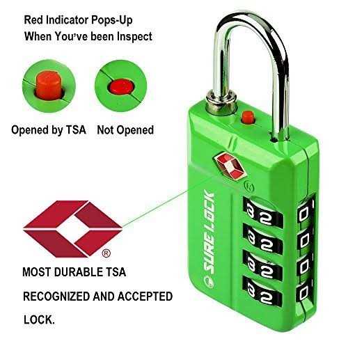 SURE LOCK Tsa Approved Travel Luggage Locks Open Alert Combination Lock for School Office Gym Locker,Toolbox - Inhomebuy
