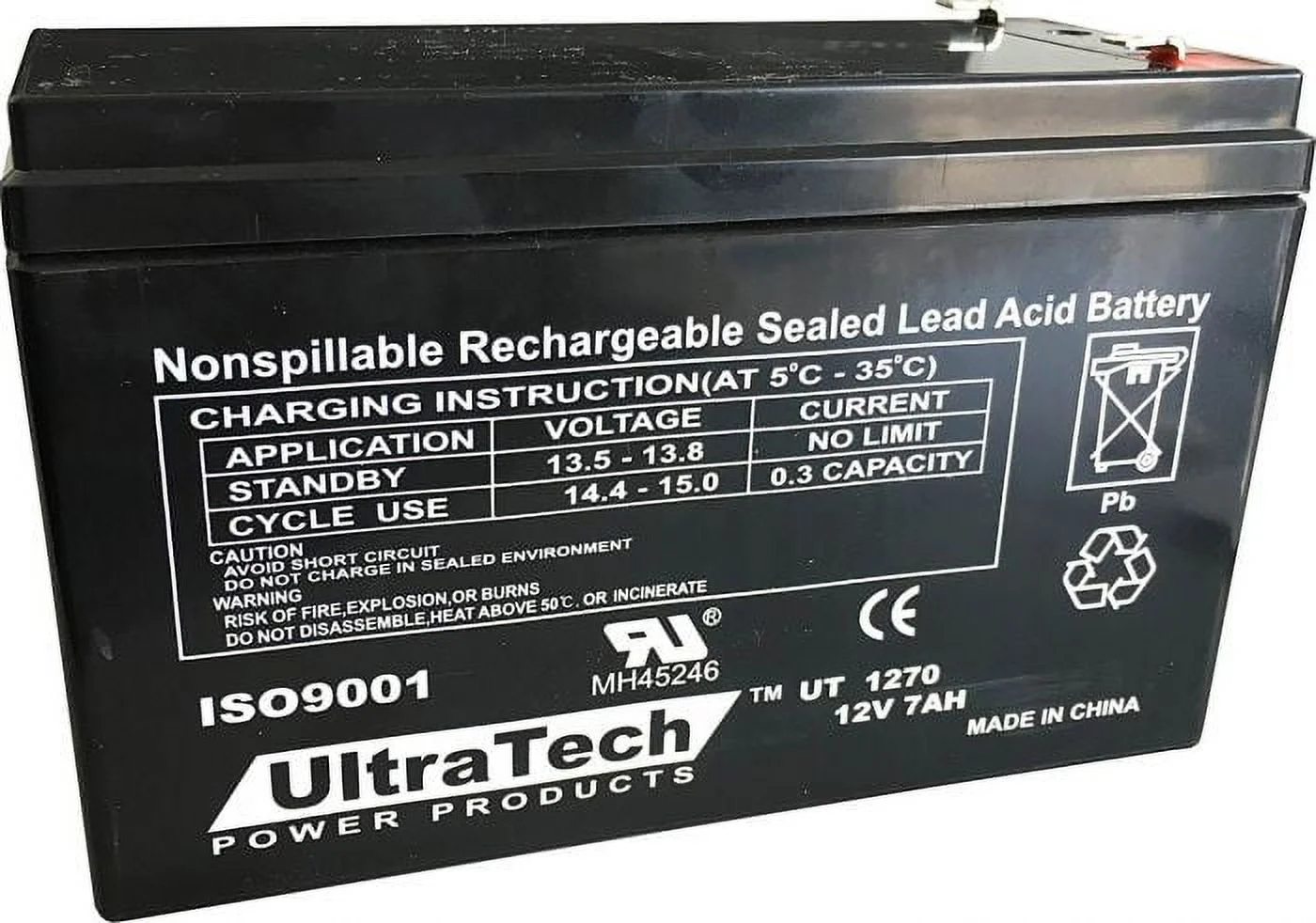 UltraTech UT1270 12V 7 Ah Sealed Lead Acid Alarm Battery UT-1270 - Inhomebuy