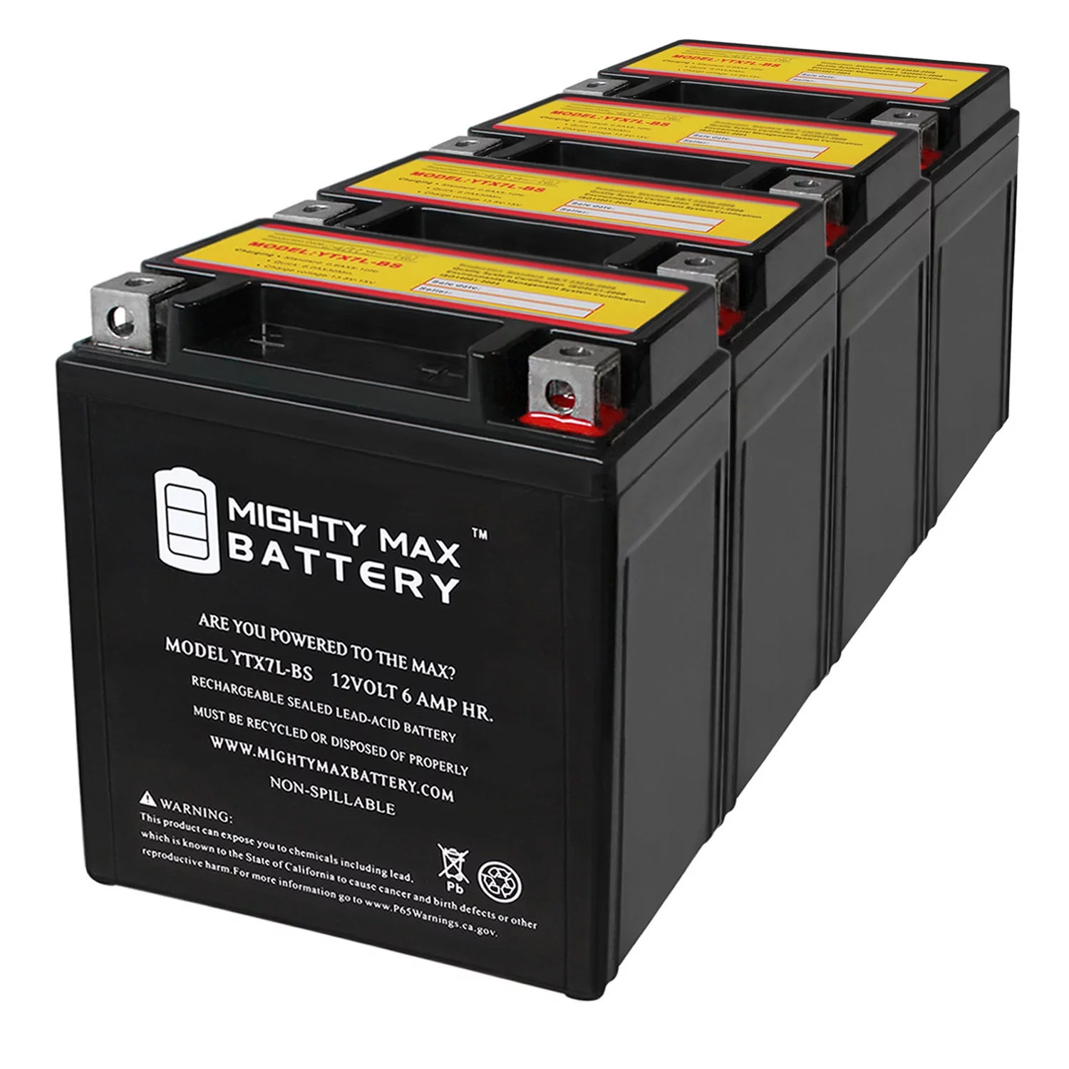 YTX7L-BS 12V 6Ah Replacement Battery for Motorcycle KP7L-BS - Inhomebuy