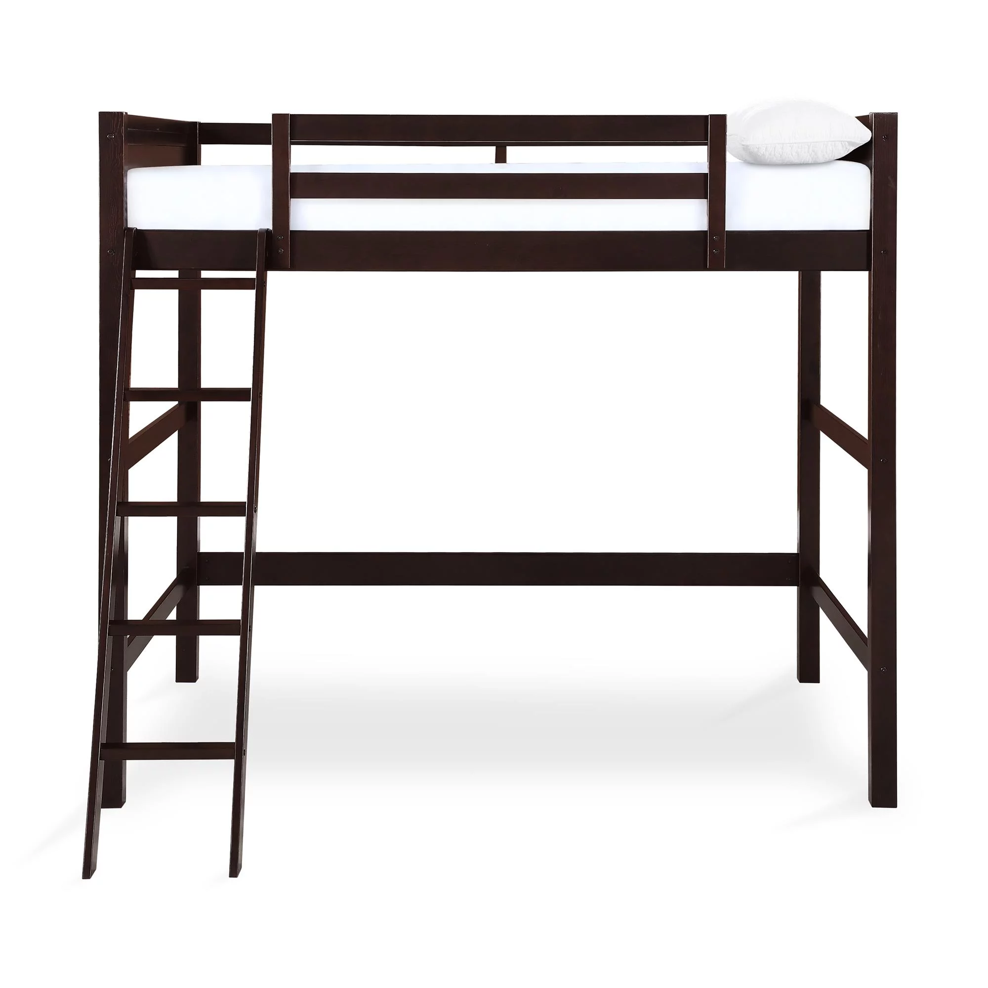 Your Zone Kiarah Full Size Loft Bed with Ladder, Black - Inhomebuy