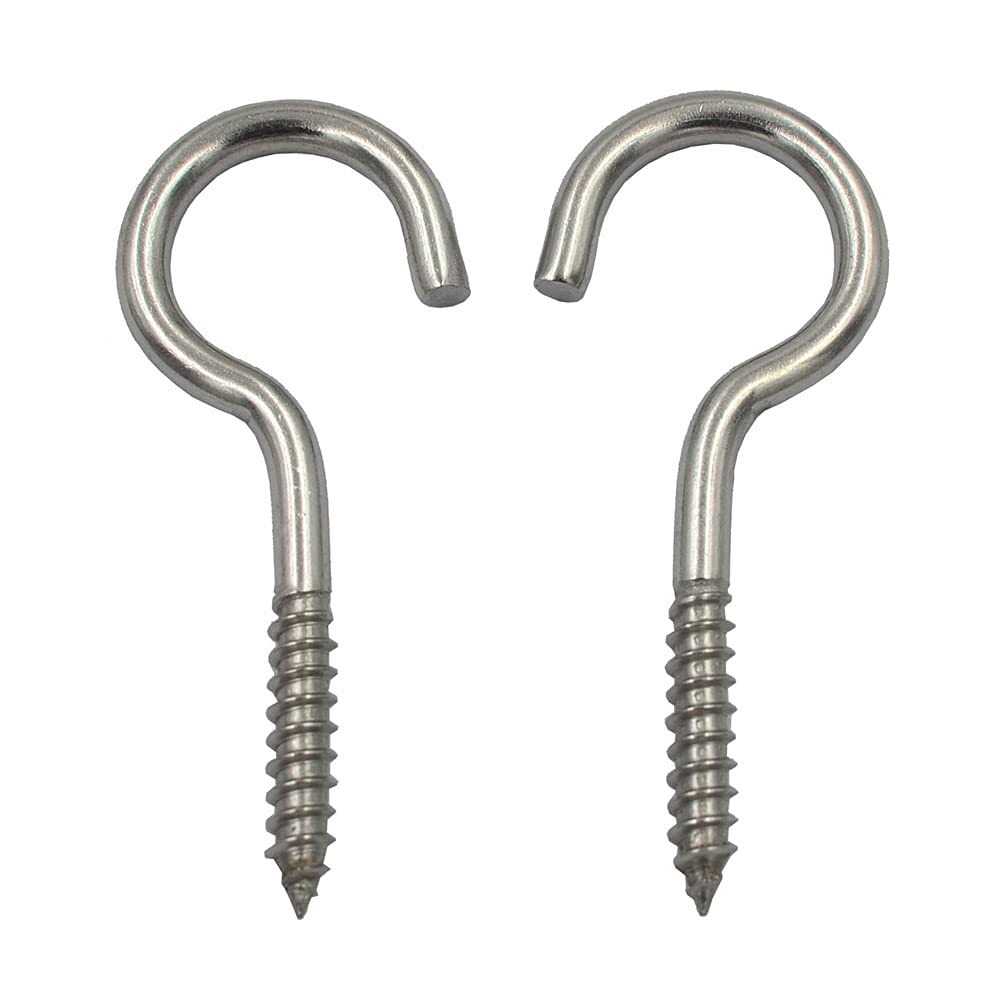 DGOL 10 pcs 2-1/2 Inch 304 Stainless Steel Screw-in Hooks Eye Bolt Ceiling Hook Screw Hanger Closed Loop - Inhomebuy