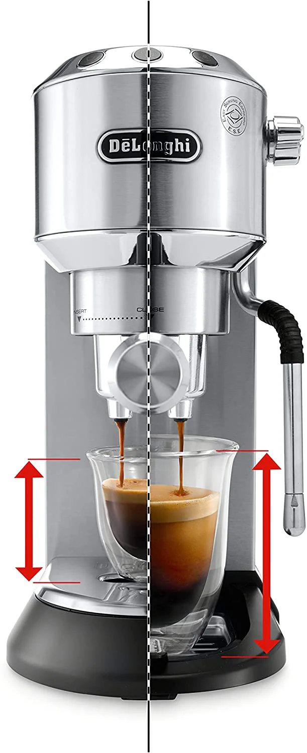 DeLonghi Dedica Arte Espresso Maker: 15 bar pump, 1300W, compact design, s/s | EC885M - Inhomebuy