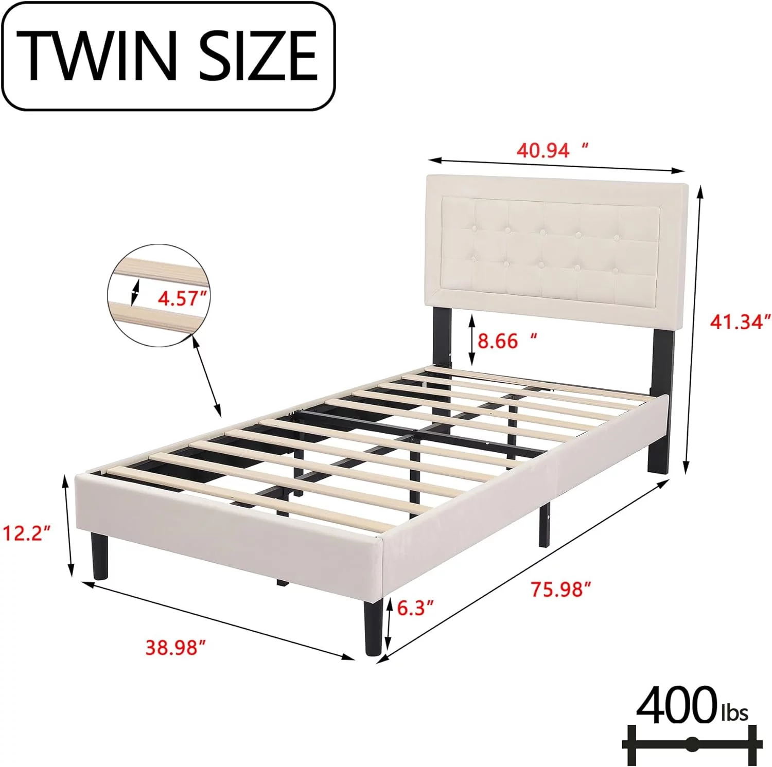 alazyhome Velvet Upholstered Platform Bed Frame Twin Size with Button Tufting Headboard , Easy Assembly, Pink - Inhomebuy