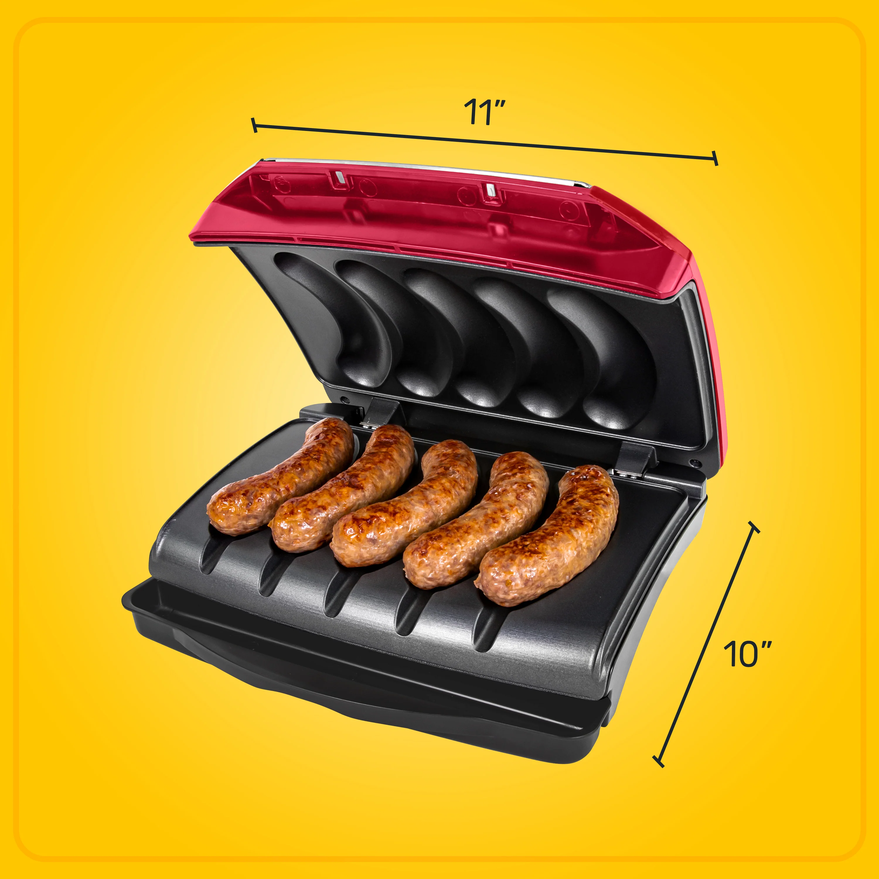 Nostalgia Game Day Sausage and Brat 5 Link Electric Grill with Oil Drip Tray - Inhomebuy