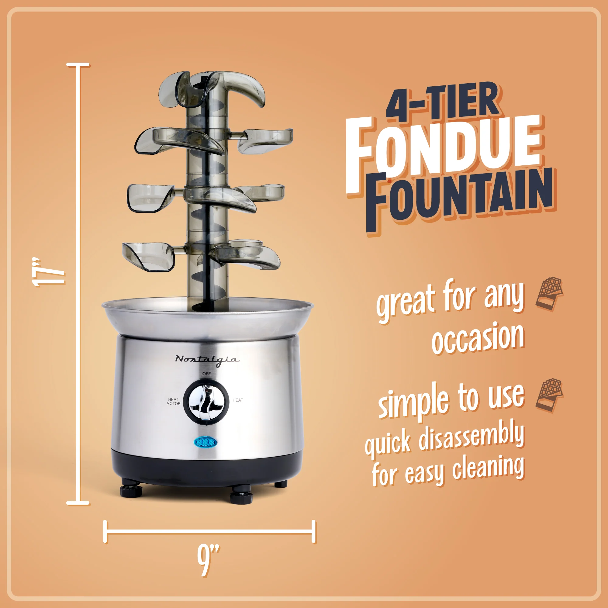 2-Pound Stainless Steel Cascading Fondue Fountain - Inhomebuy
