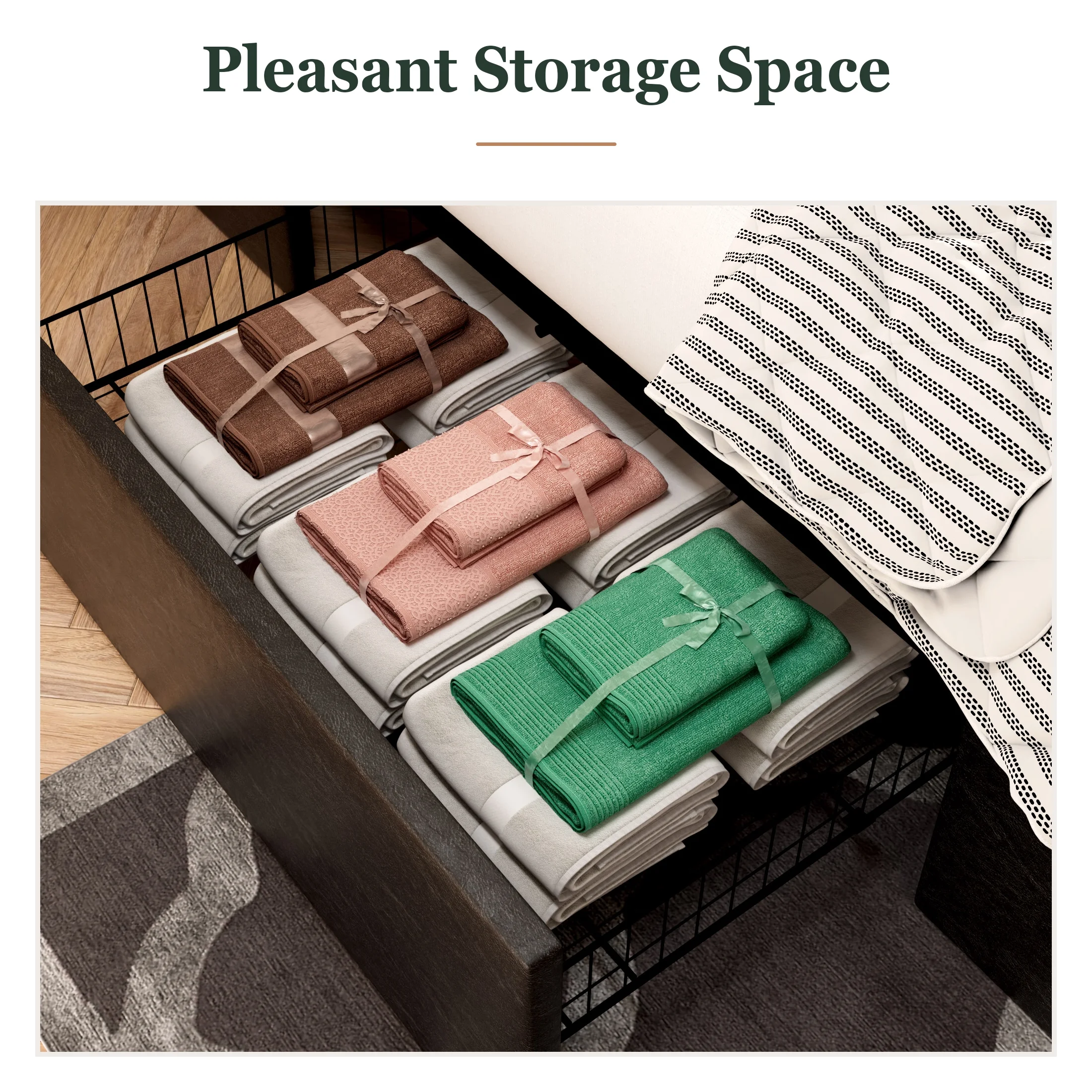 Amolife Queen Size Upholstered Platform Bed Frame with 3 Storage Drawers and Wooden Slats, Dark Grey - Inhomebuy