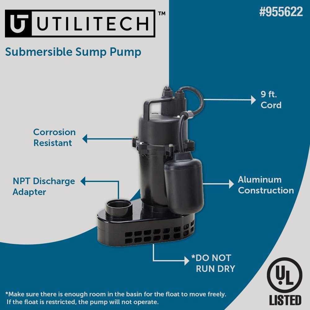 Utilitech 0.167-HP 115-Volt Thermoplastic Submersible Utility Pump 148001 - Inhomebuy
