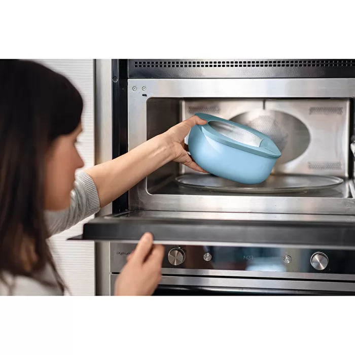 S STORE&MORE - Deep airtight fridge/freezer/microwave containers Matt Mid Blue 750cc - Inhomebuy